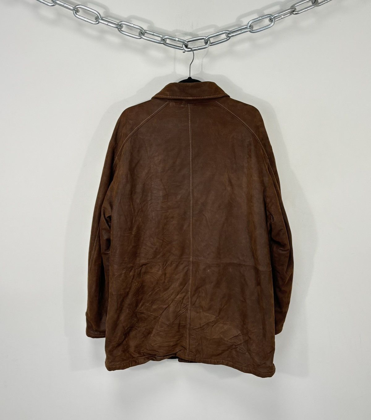 Gimo's Gimo’s Nivola Studio Brown Italian Leather Long Coat Jacket Size US L / EU 52-54 / 3 - 3 Thumbnail