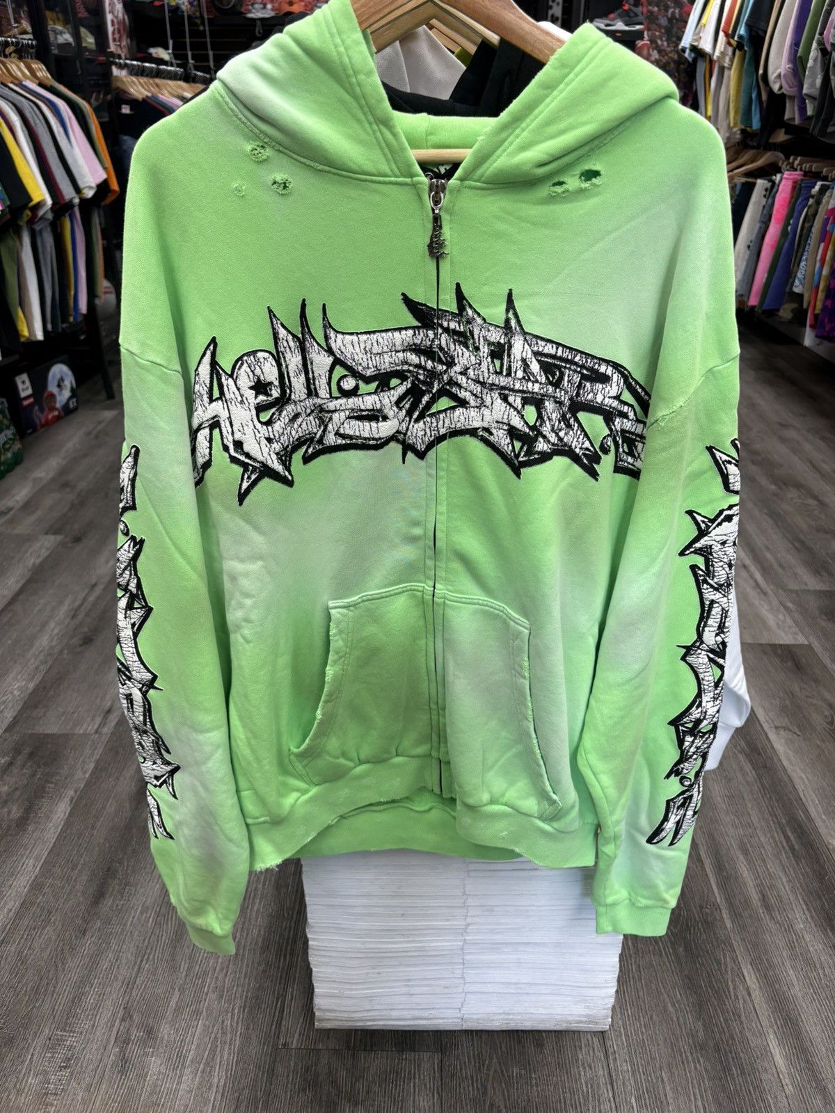 HELLSTAR Hellstar Graffiti Zip Up Hoodie Green | Grailed