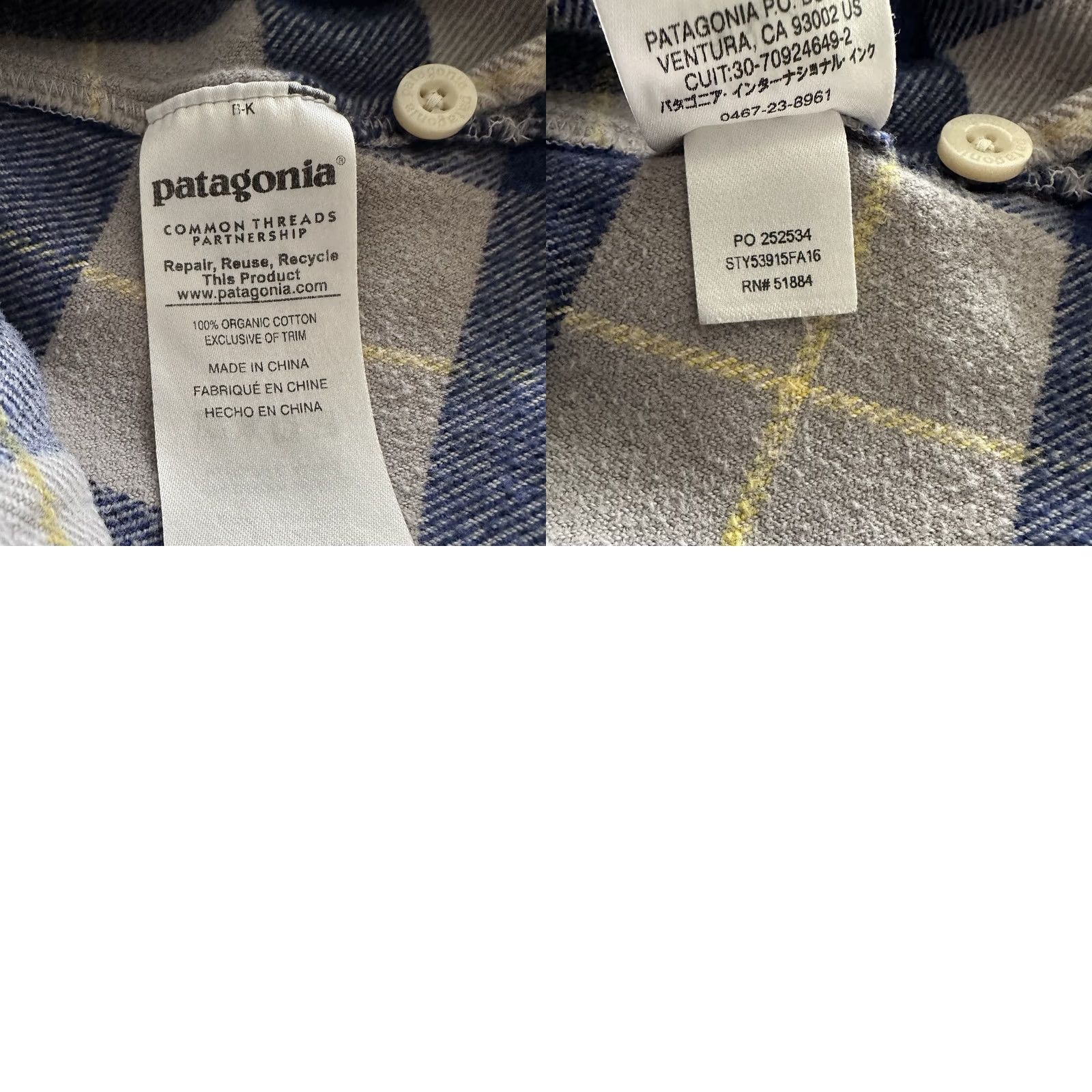 Patagonia Patagonia Flannel Shirt Womens 4 Blue Grey Plaid Fjord 100% Organic Cotton Size S / US 4 / IT 40 - 8 Thumbnail