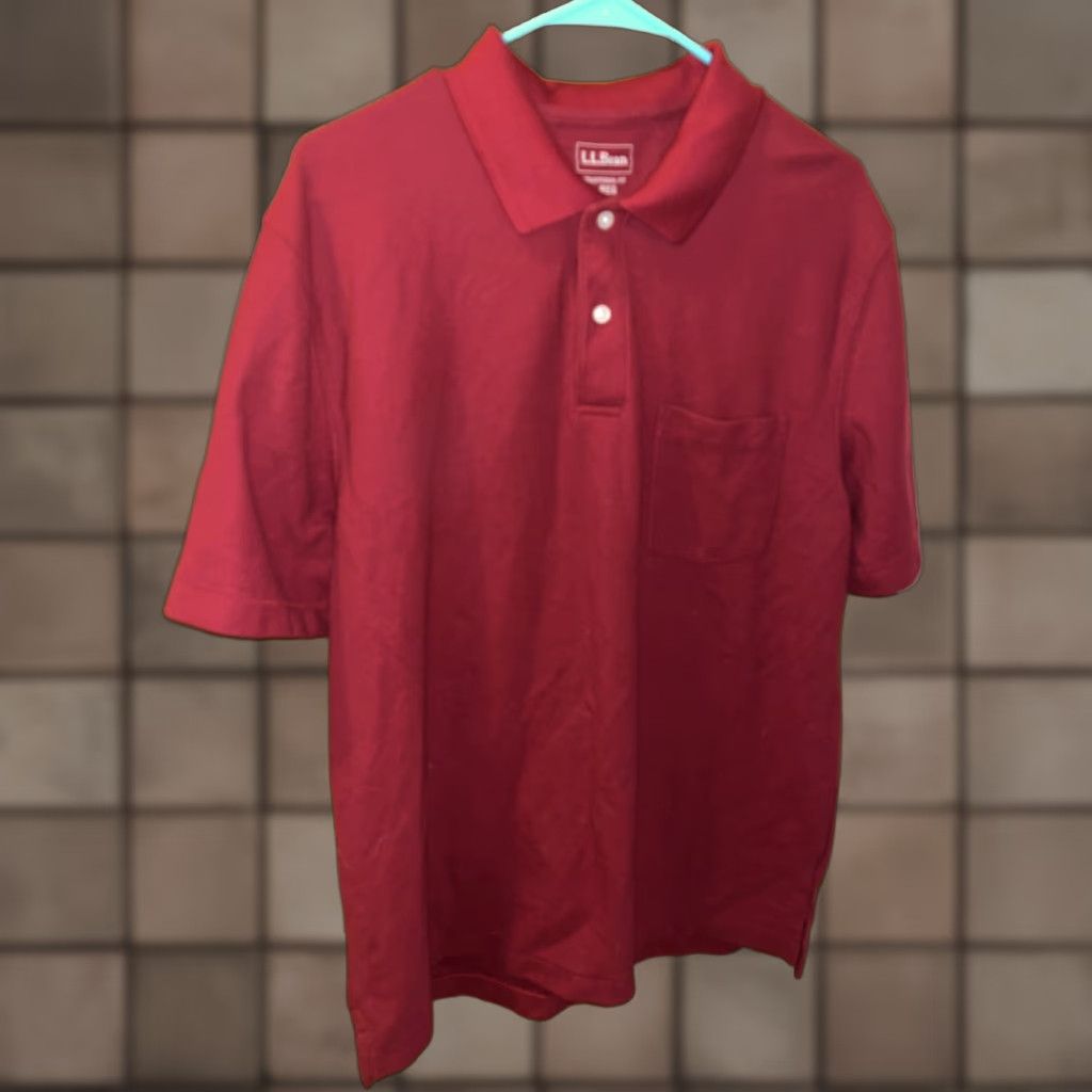 Vintage L.L. BEAN Mens Red Cotton Short Sleeve Polo Shirt Large Classic Outdoor Size US L / EU 52-54 / 3 - 1 Thumbnail
