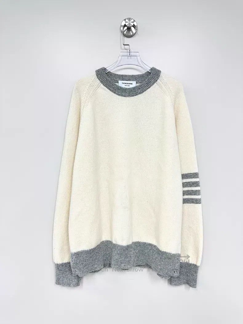 Thom Browne Thom Browne White and gray patched classic four-striped wo Size US XL / EU 56 / 4 - 1 Thumbnail