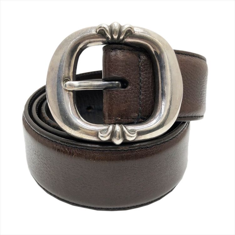 image of Chrome Hearts Brown Leather Gunslinger Belt, Men's