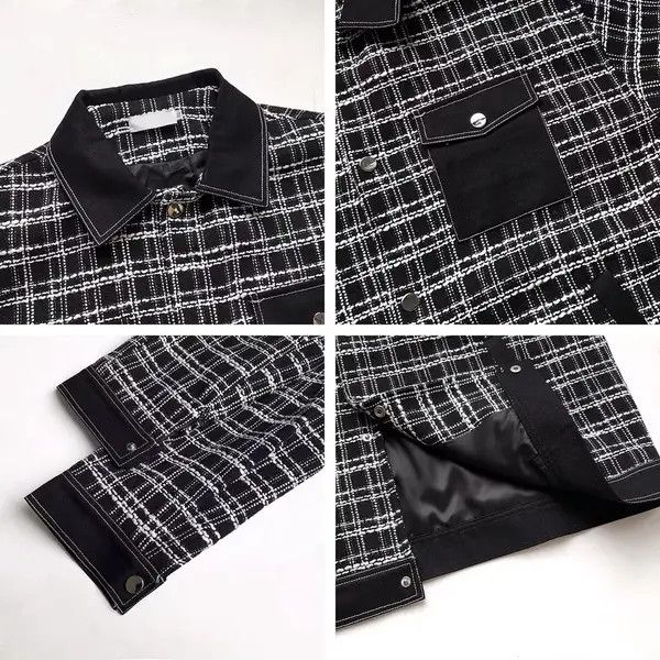 Japanese Brand Kokubu x Asou Black colorblock tweed jacket with chain Size US M / EU 48-50 / 2 - 5 Thumbnail