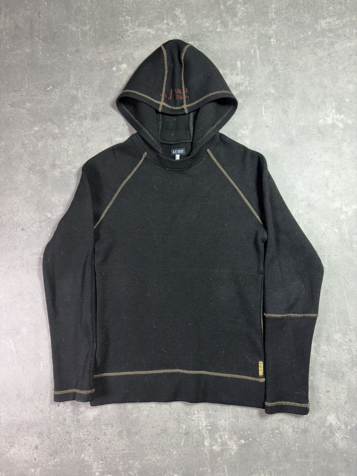 Armani 00s Armani Jeans Slim Fit Big Hood Archival Wool Hoodie M L Size US M / EU 48-50 / 2 - 14 Thumbnail