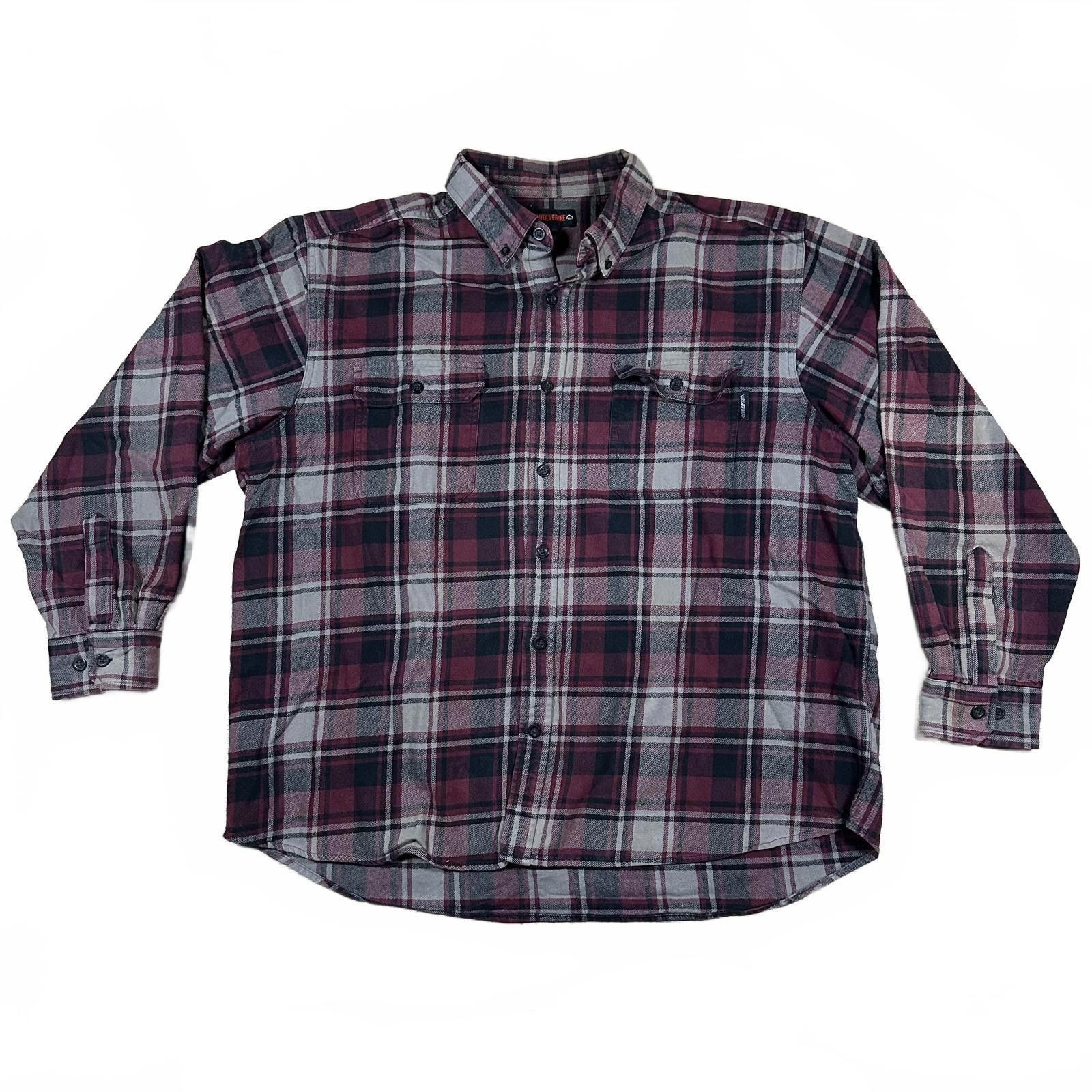 Wolverine Wolverine Mens Casual Shirt XXL Burgundy Plaid Size US XXL / EU 58 / 5 - 1 Thumbnail
