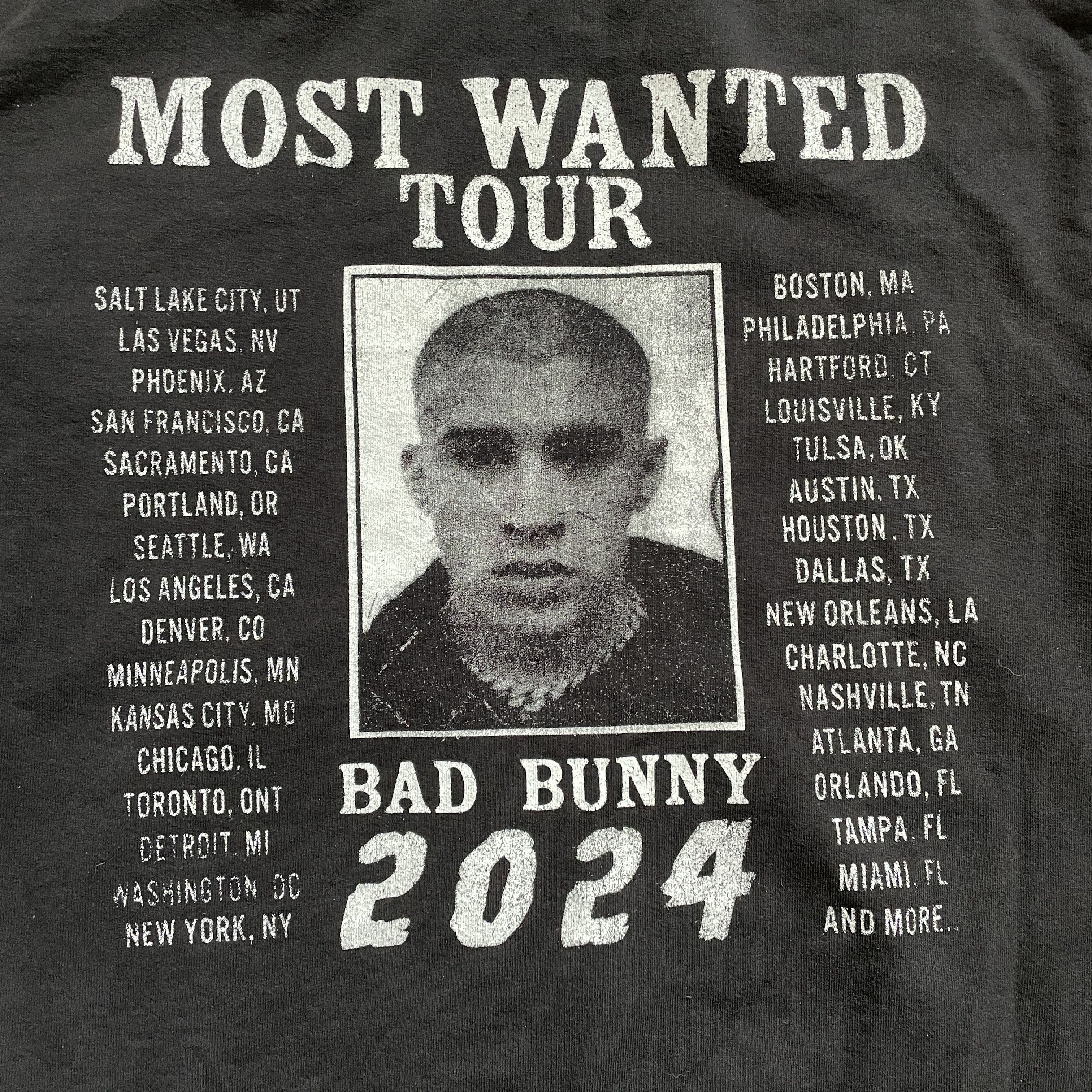 Bad Bunny Most Wanted Tour Authentic Hoodie Black Large