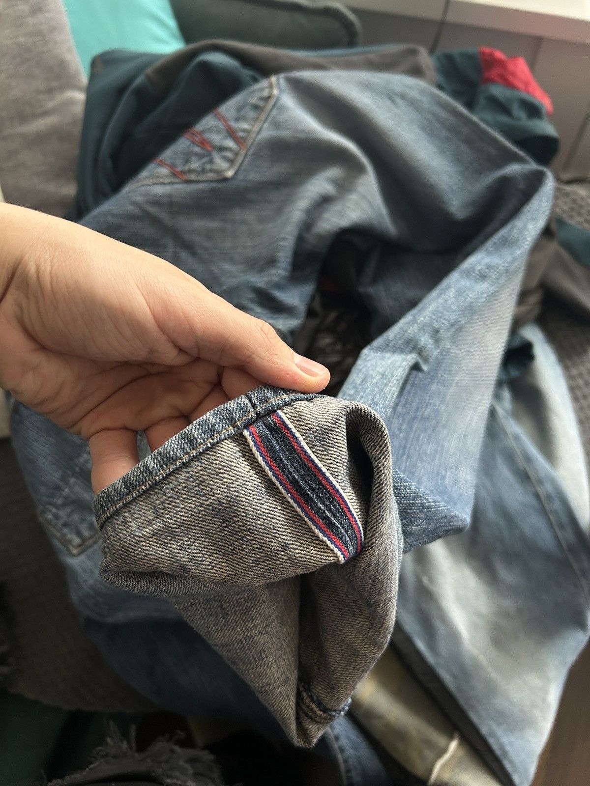 Paul Smith Red Ear × Vintage 💥 VINTAGE 💥 Paul Smith Red Ear Selvedge Distressed Jeans Size US 36 / EU 52 - 7 Thumbnail