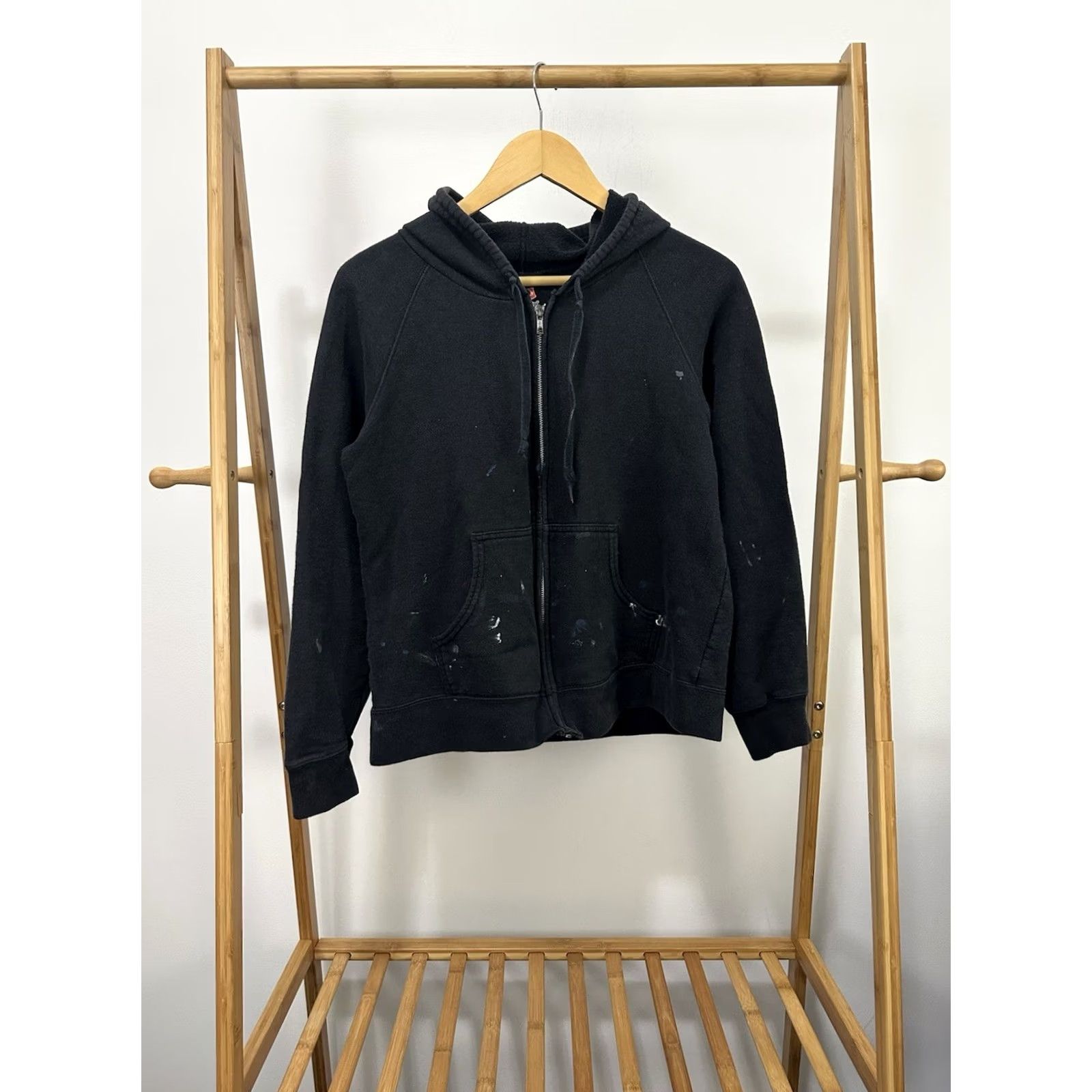 Hanes VINTAGE Hanes Hoodie Full Zip Boxy Worn Raglan Black L Girls Womens Skate Grunge 90s Splash Paint Sneakers? Size L / US 10 / IT 46 - 5 Thumbnail