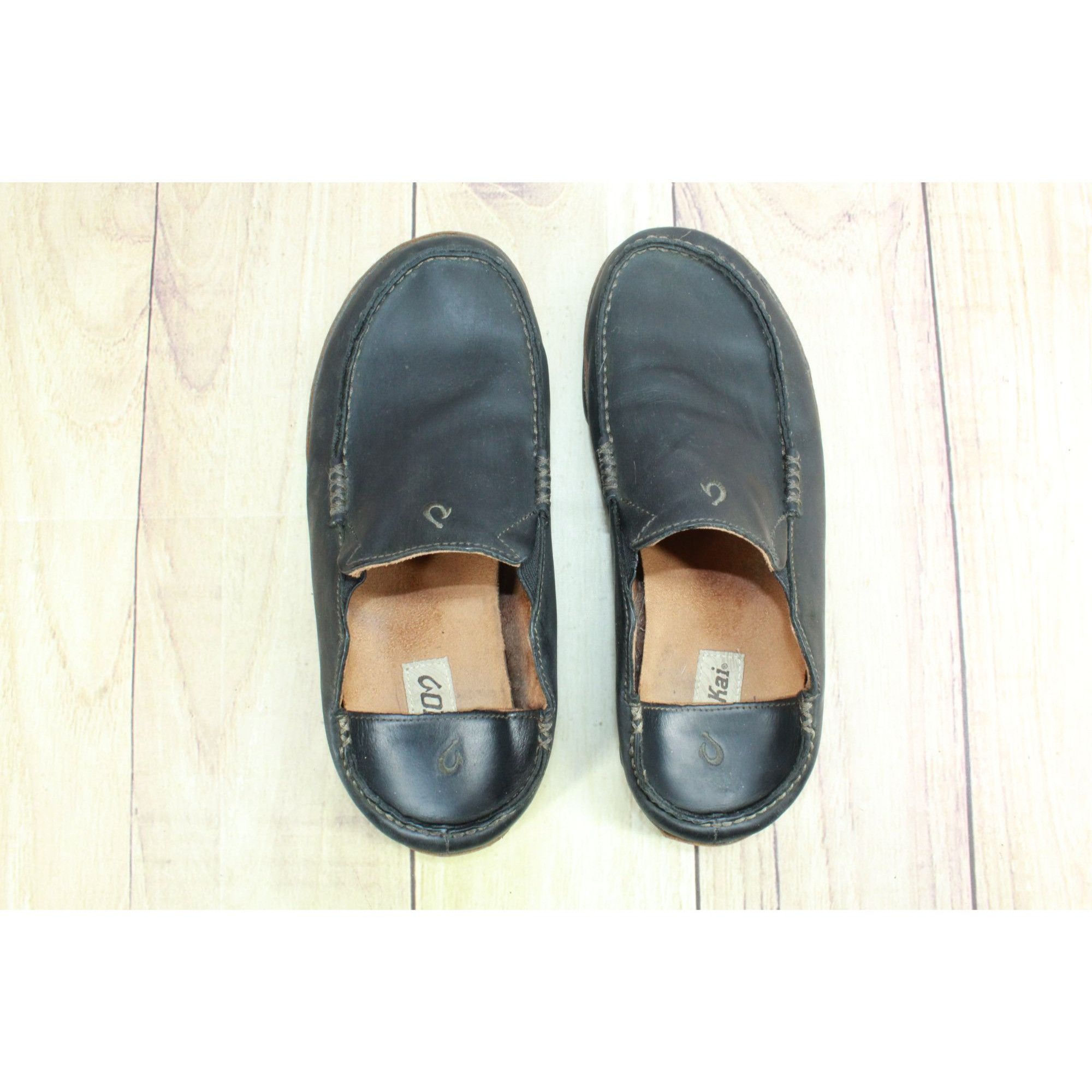 Olukai Olukai Moloa Black Leather Slip-On Loafers Men’s Size US 8.5 / EU 41-42 - 7 Thumbnail