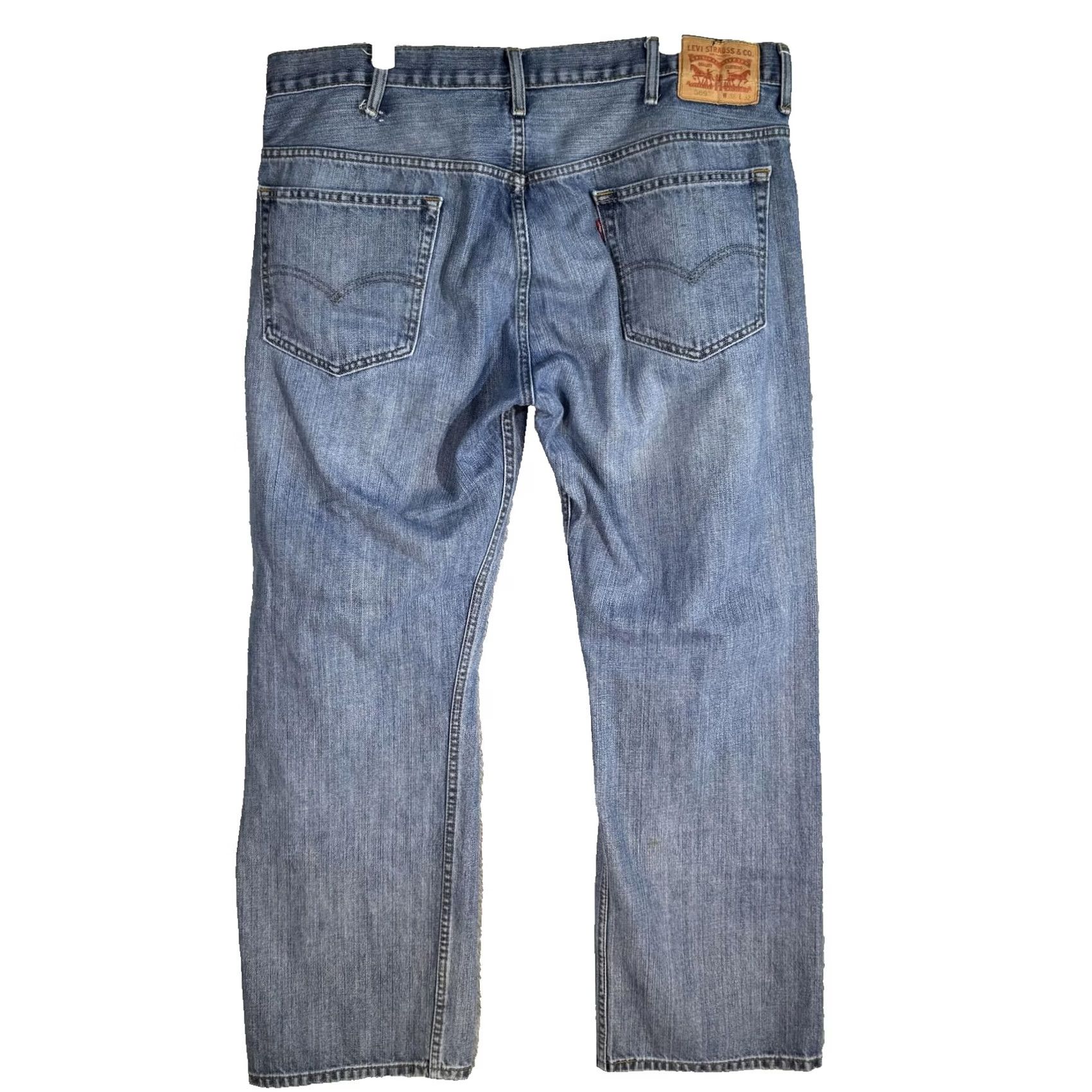 Levi's Levi's 569 Jeans Mens 38x32 Blue Relaxed Straight Heavyweight Denim 100% Cotton 5-Pocket Distressed / Whiskered - Regular Fit, Zip Fly, Button Size US 38 / EU 54 - 2 Thumbnail