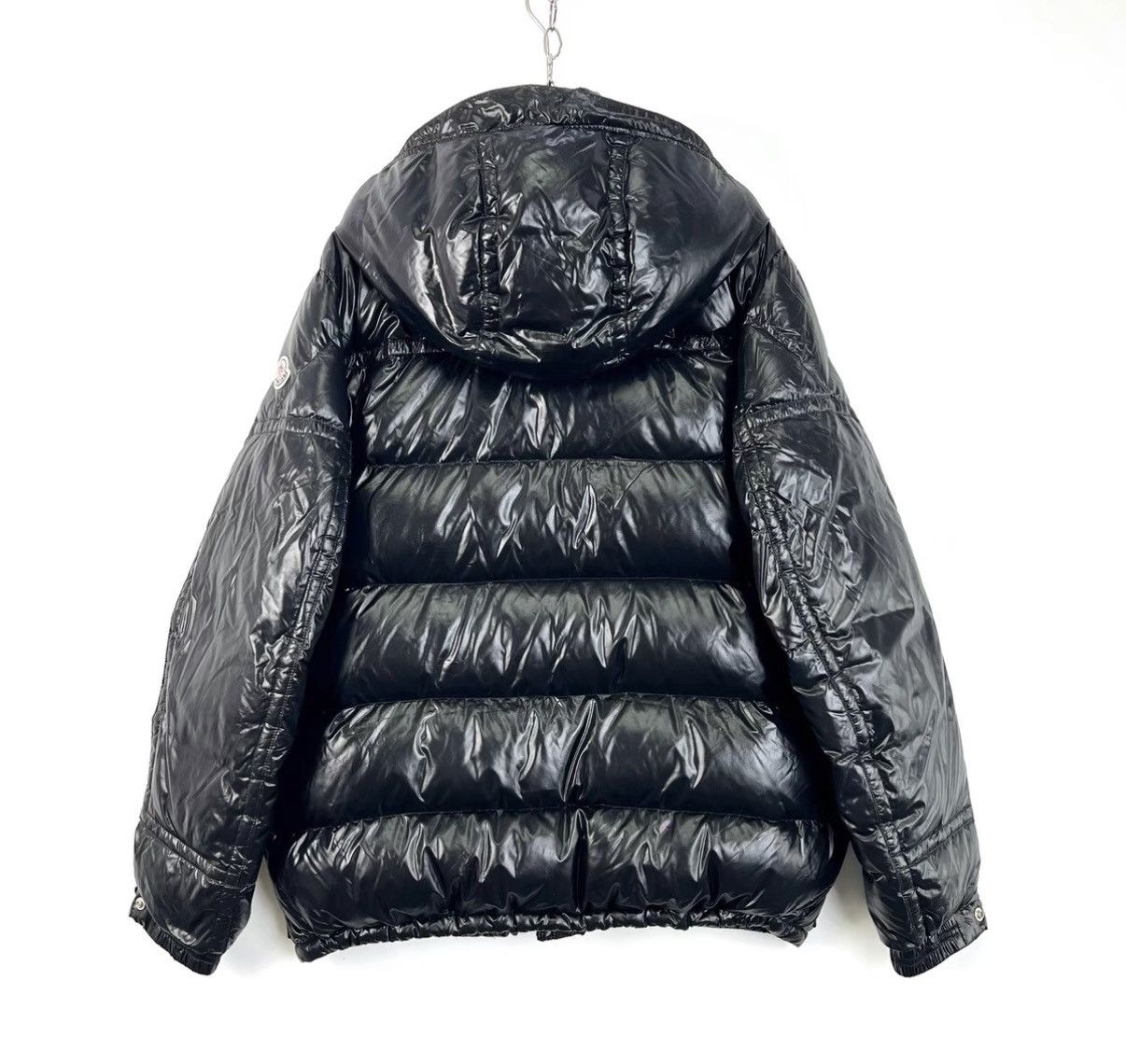 Moncler Moncler black shiny detachable hood logo down jacket K12 Size M / US 6-8 / IT 42-44 - 2 Thumbnail