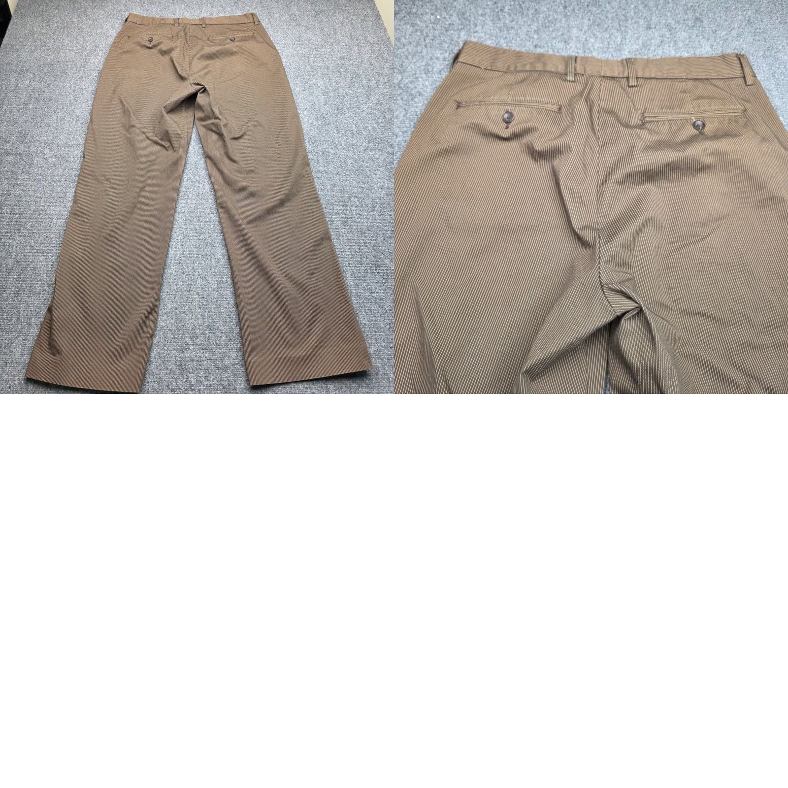 Gap GAP Mens Brown Pinstripe Pants Flat Front Chino Stretch 35x30 Size US 35 - 8 Thumbnail