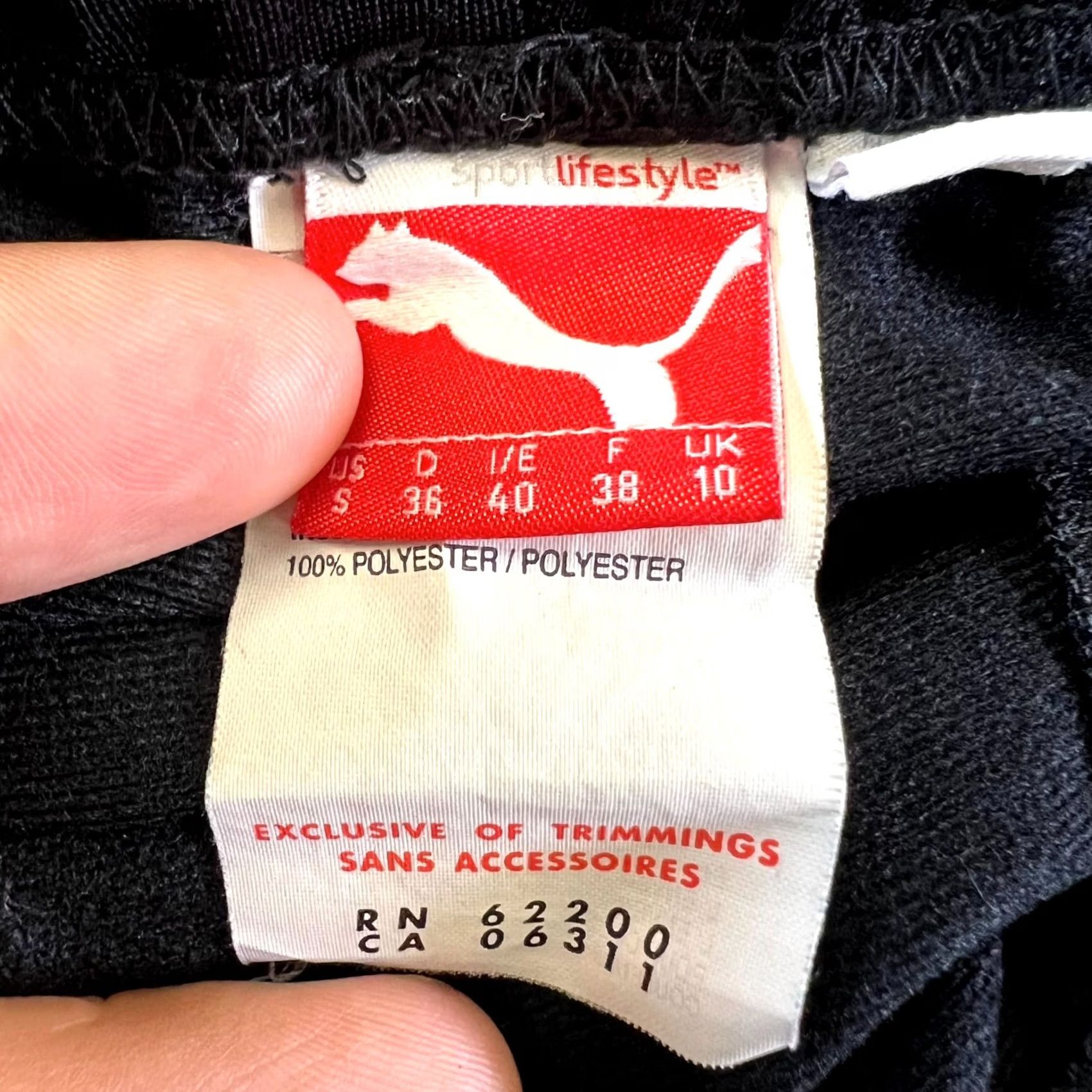 Puma VINTAGE Puma Track Pants Womens Small Black Logo Drawstring Running Retro Size 28" / US 6 / IT 42 - 6 Thumbnail