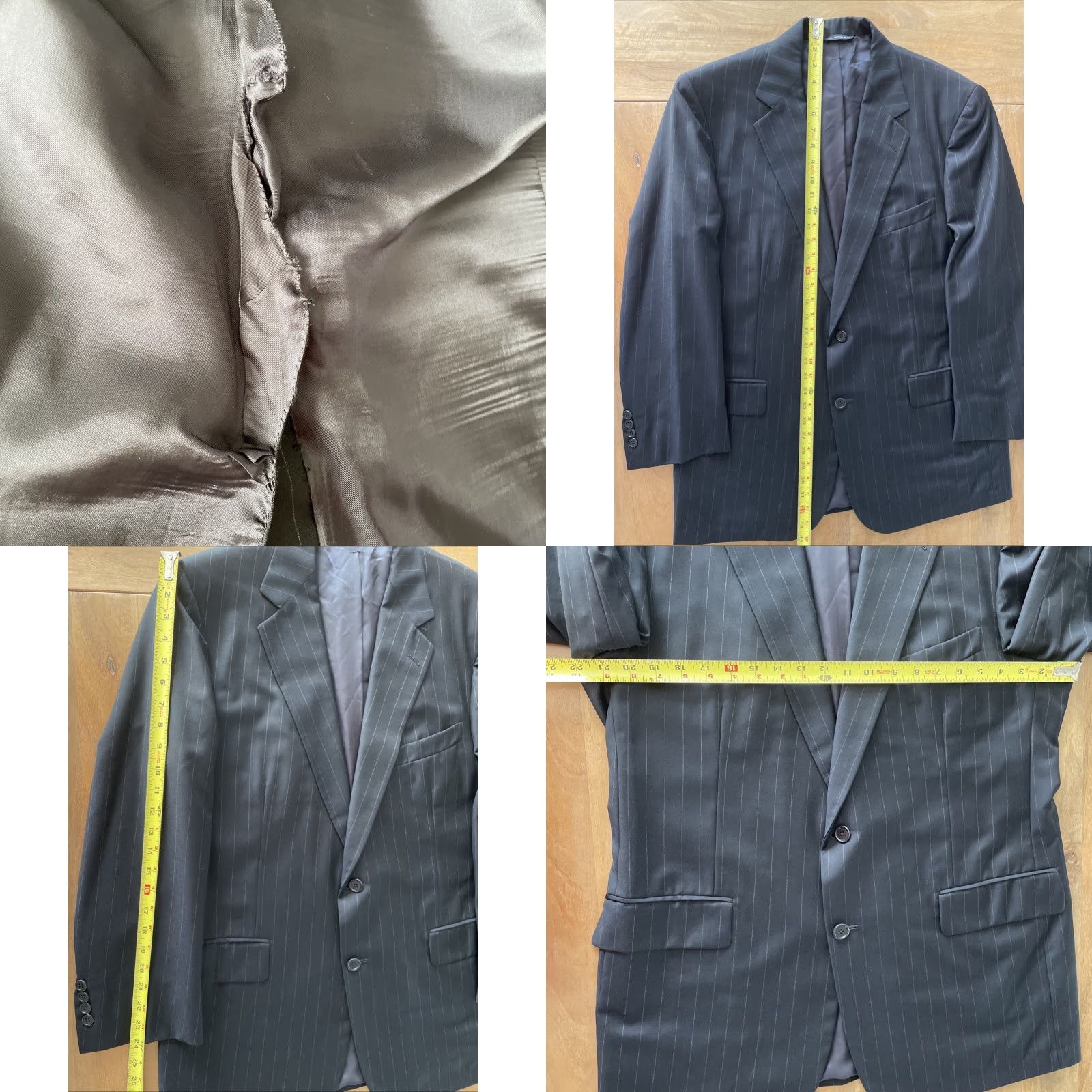 Brooks Brothers Brooks Brothers Blazer Black 42R Wool Pinstripe Notch Lapel Two-Button Single-Breasted Slim Regular Mens Jacket Suit Size 42R - 9 Thumbnail