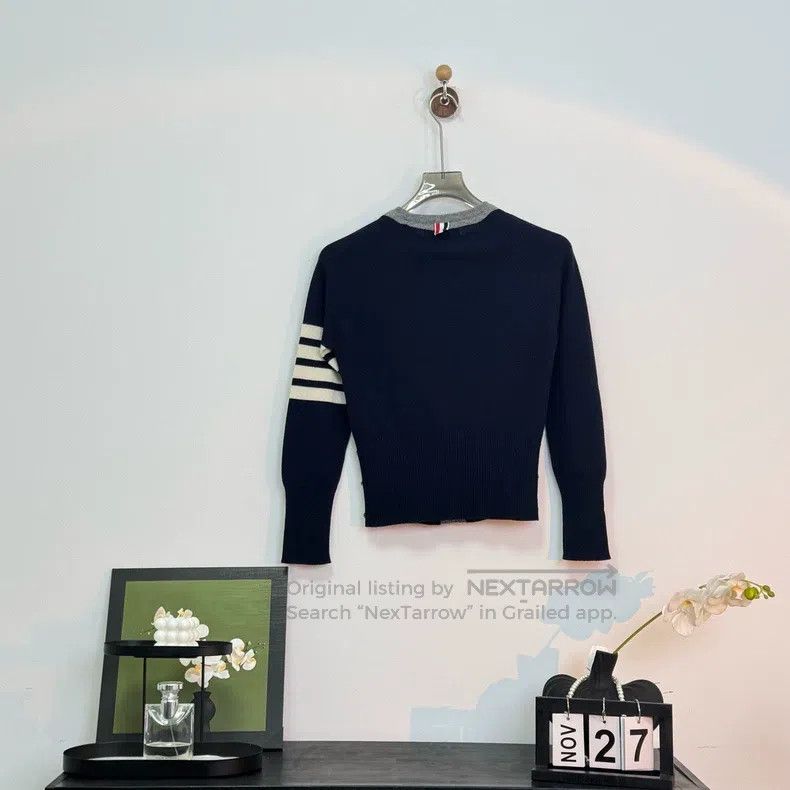 Thom Browne Thom Browne Mock Cardigan Four Striped Cashmere Sweater Size US XXS / EU 40 - 4 Thumbnail