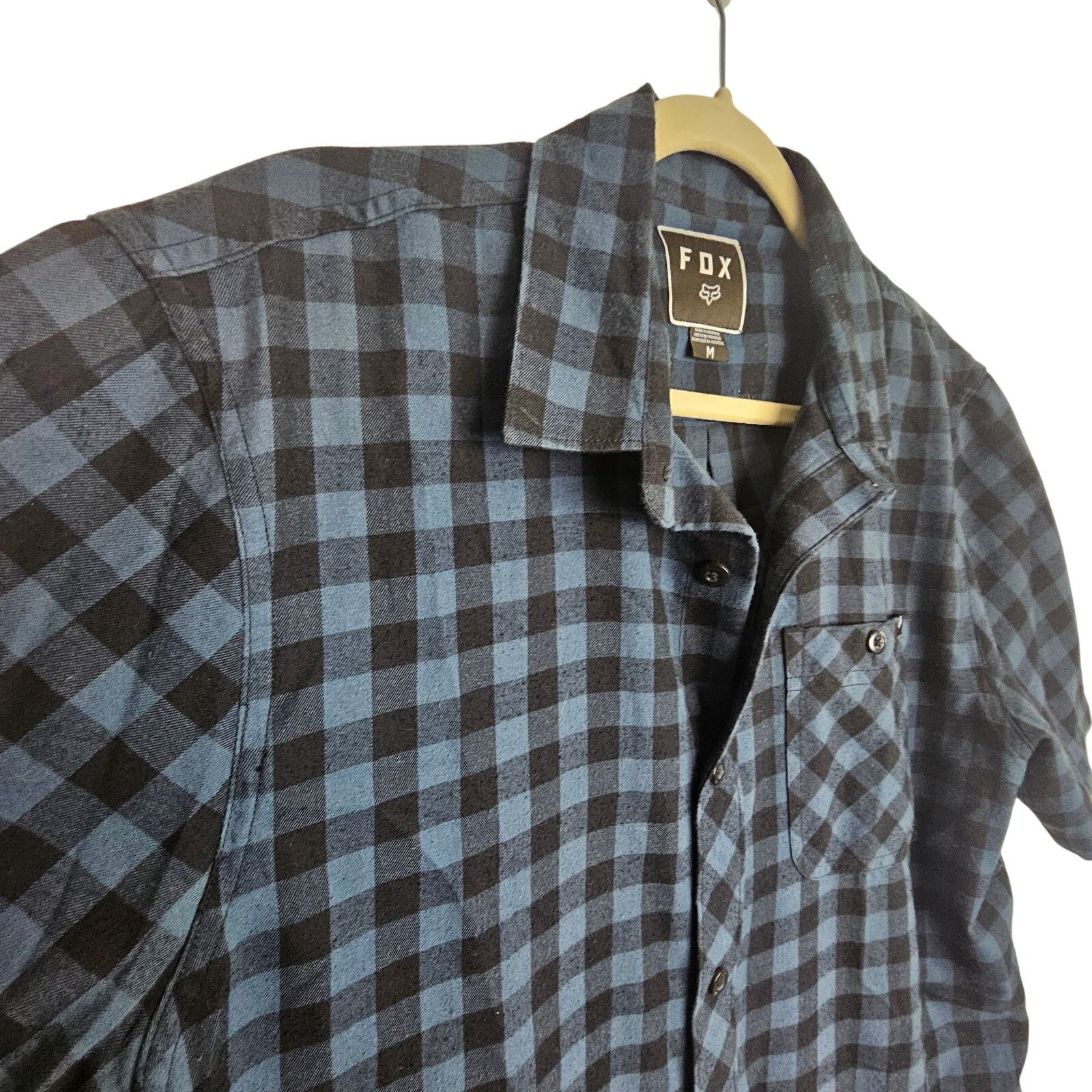 Fox Racing Fox Shirt Blue Black Checker Short Sleeve Shirt Button Men M Size US M / EU 48-50 / 2 - 5 Thumbnail