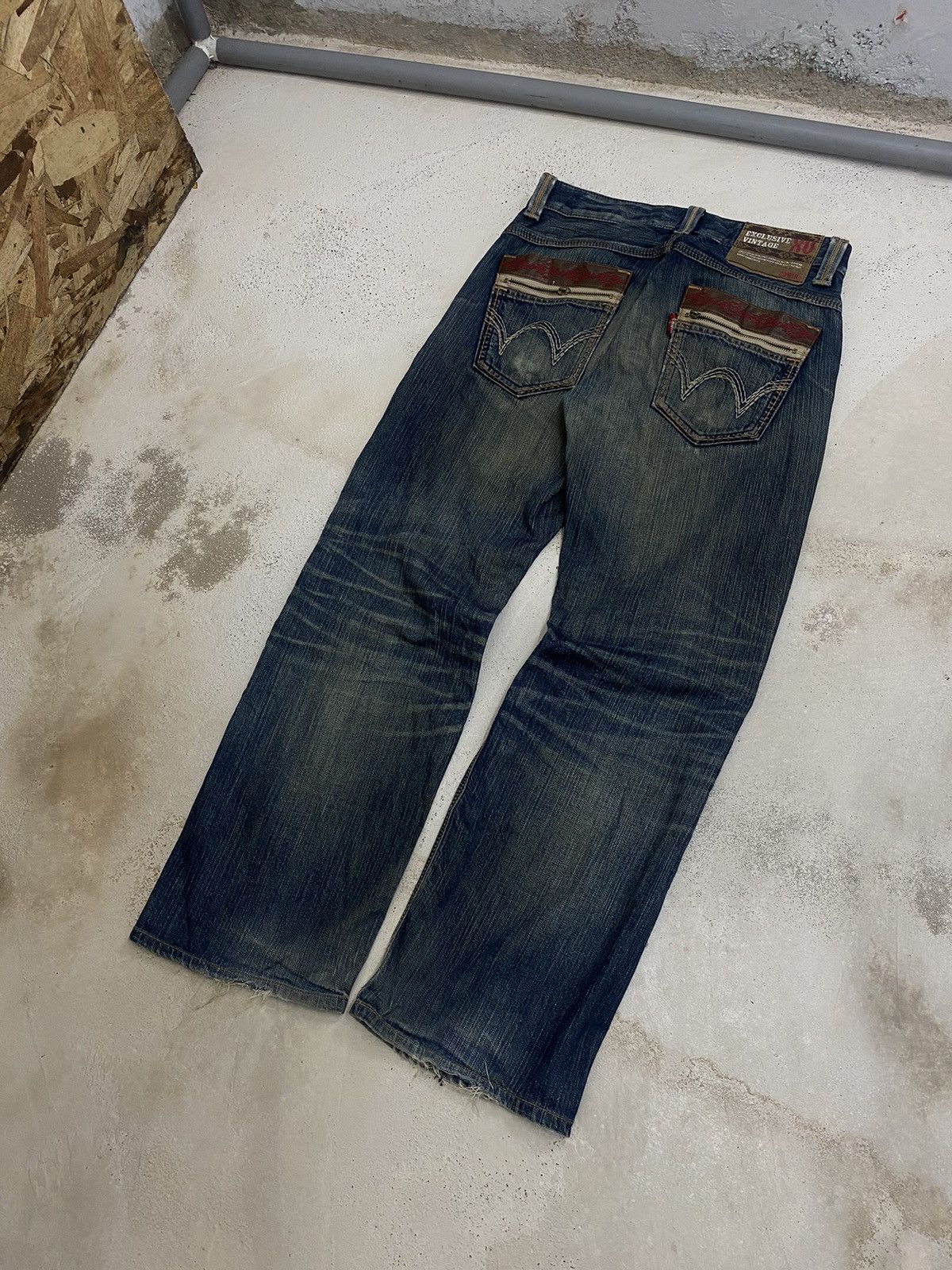 If Six Was Nine × Japanese Brand × Le Grande Bleu (L.G.B.) Edwin XV Japan Distressed Mud Washed Dirty Loose Fit Size US 32 / EU 48 - 9 Thumbnail