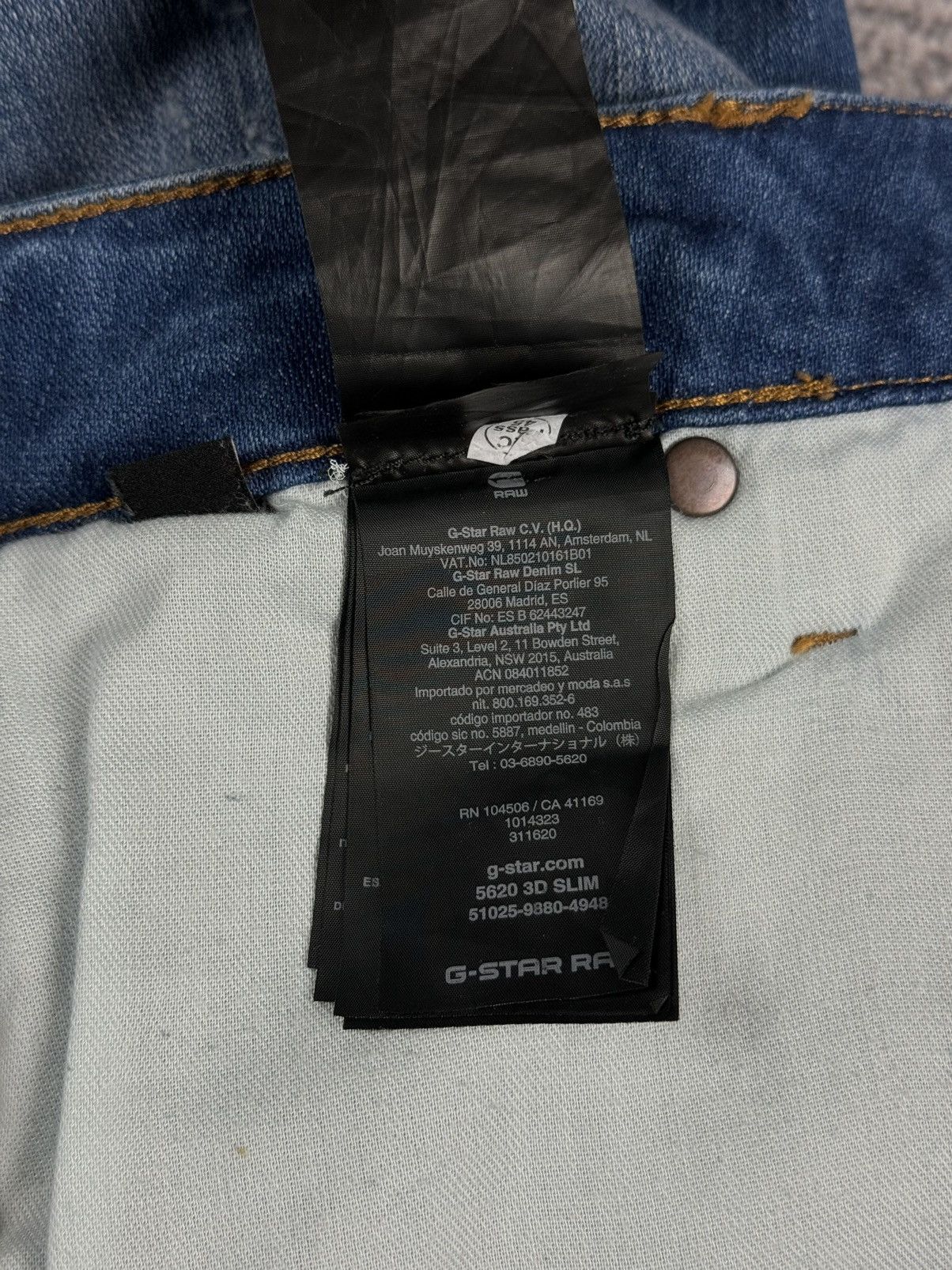 G-Star G STAR RAW 5620 3D Slim Blue Jeans Size US 32 / EU 48 - 19 Thumbnail