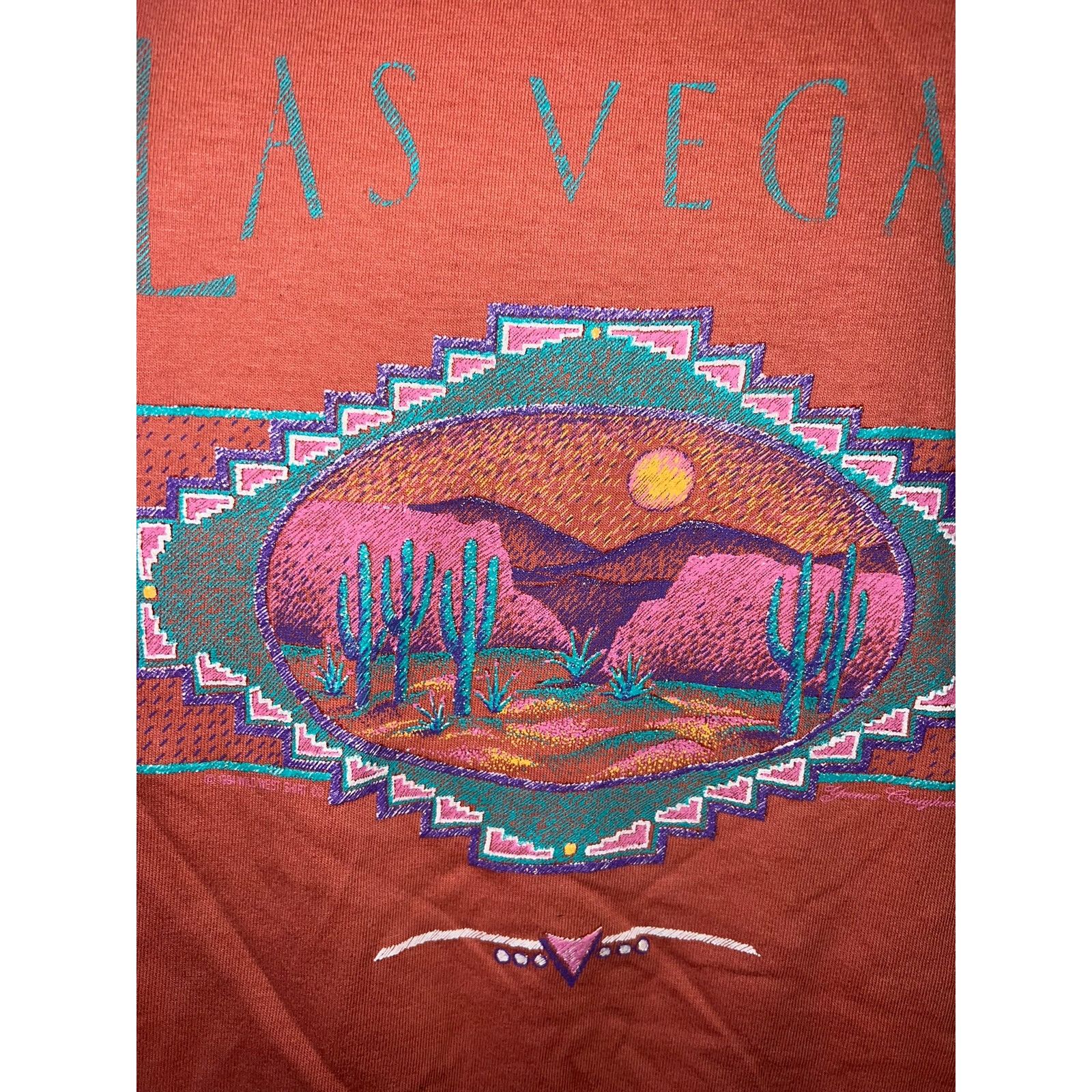 Jerzees Vintage Las Vegas Desert Shirt Pink Graphic VTG 1990s 90s L Size US L / EU 52-54 / 3 - 3 Thumbnail