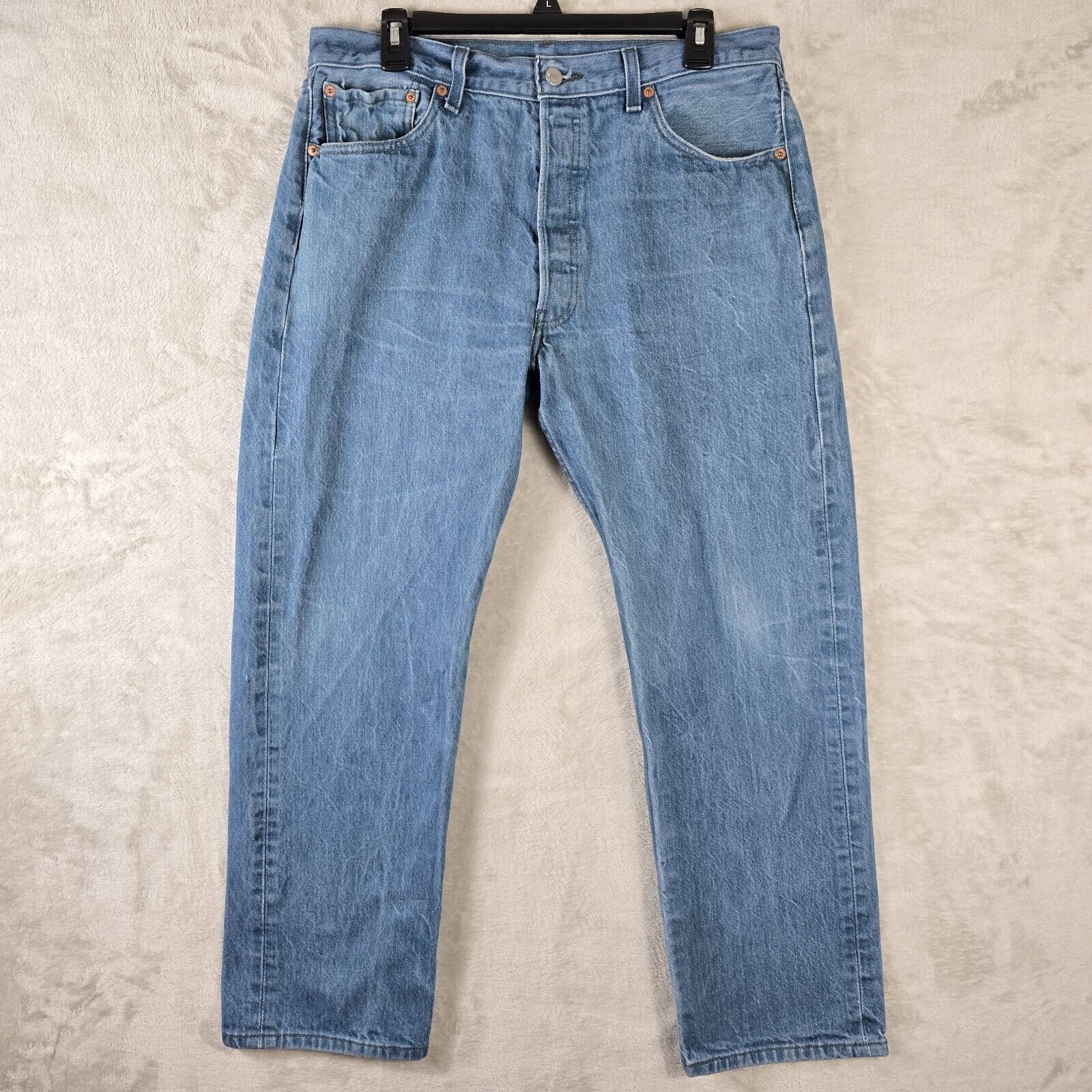 Levi's Levis 501 Denim Jeans Mens 36x32 Aqua Teal Blue (34x28) Size US 36 / EU 52 - 2 Thumbnail