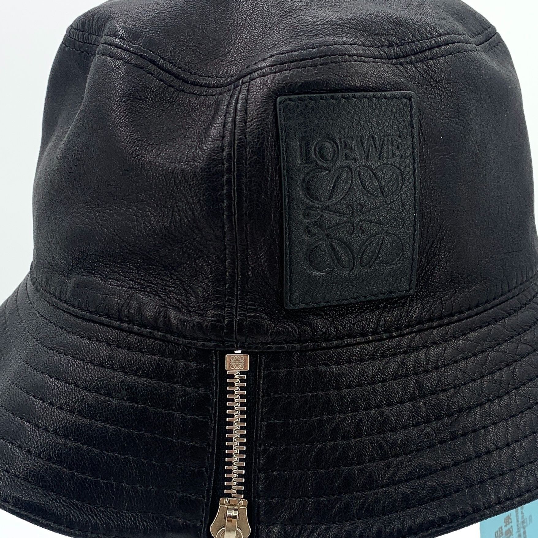 Loewe Loewe Black Leather & Cotton Fishermans Hat With Logo Patch Size ONE SIZE - 4 Thumbnail