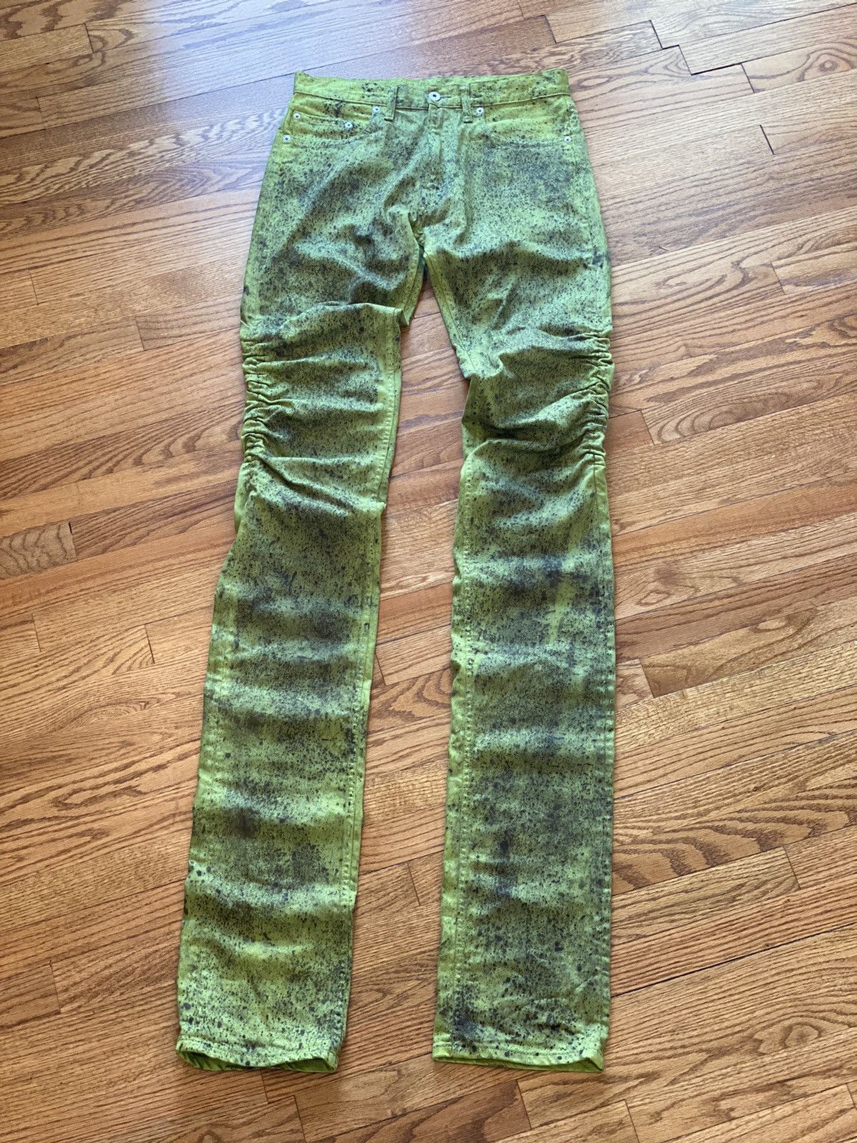 image of Endless x Vlone Tie Dye Stacked Runway Denim in Green, Men's (Size 32)