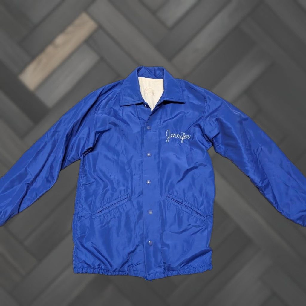 Simons VINTAGE jacket CHAIN STITCH windbreaker S blue Women S MARCHING BAND FELCO USA nylon snap jacket Size S / US 4 / IT 40 - 1 Thumbnail