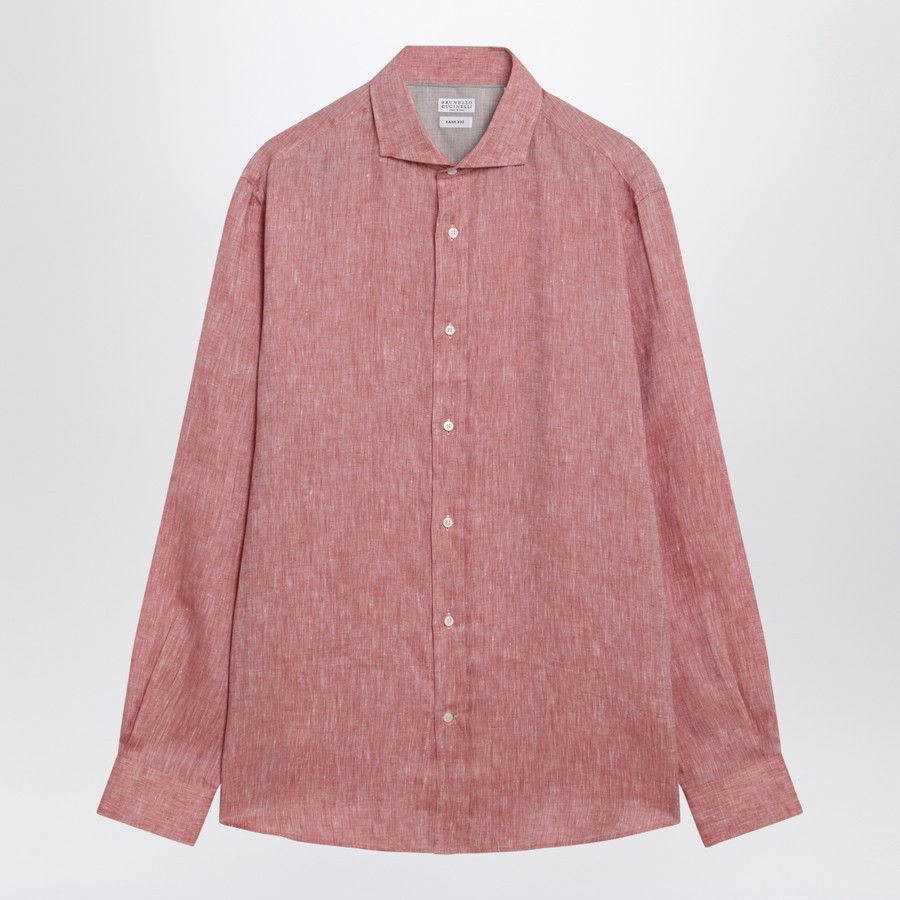 Brunello Cucinelli o1d2blof0226 Linen Shirt in Orange Size US S / EU 44-46 / 1 - 1 Thumbnail