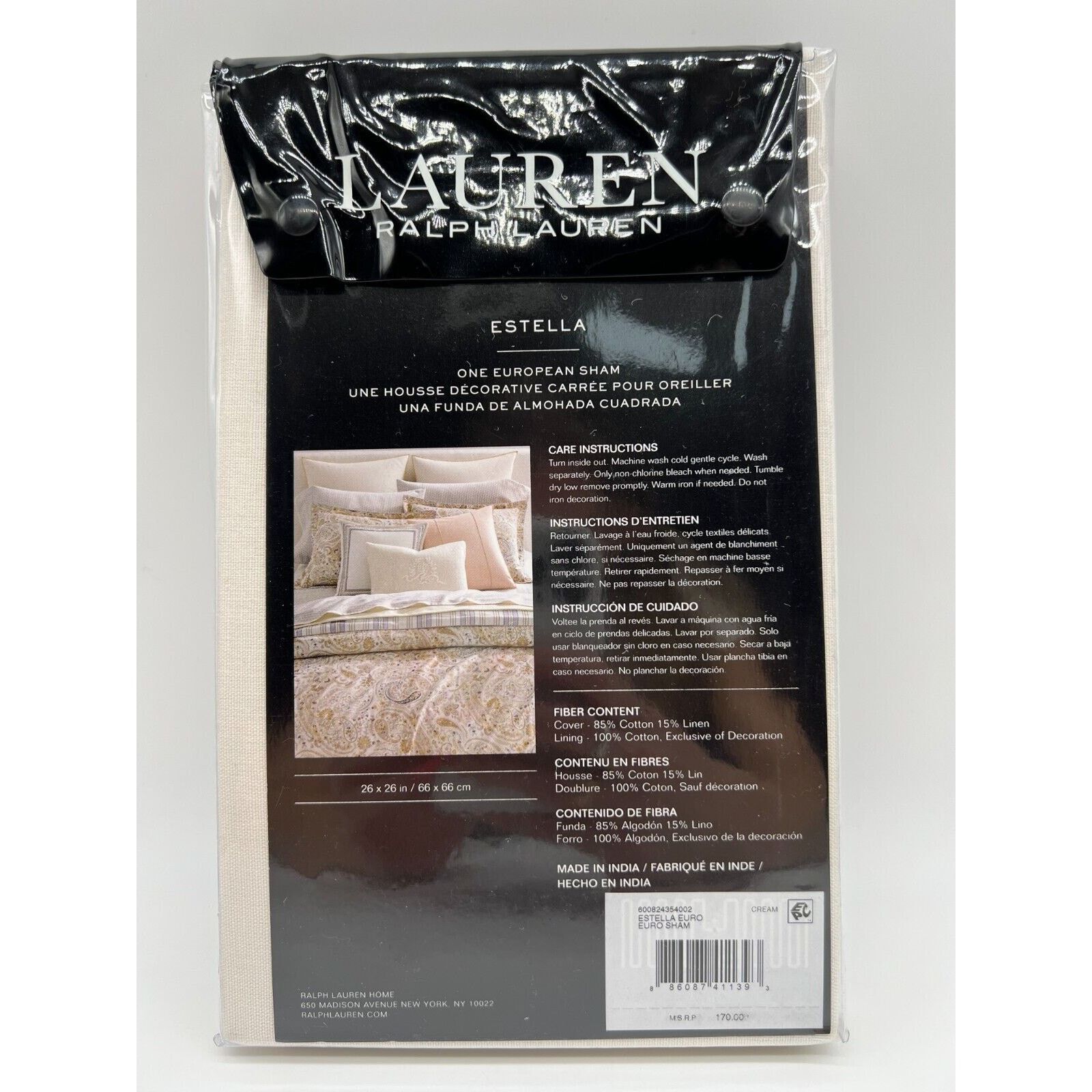 Ralph Lauren Ralph Lauren Estella Paisley One Euro Sham Classic Cream Size ONE SIZE - 4 Thumbnail