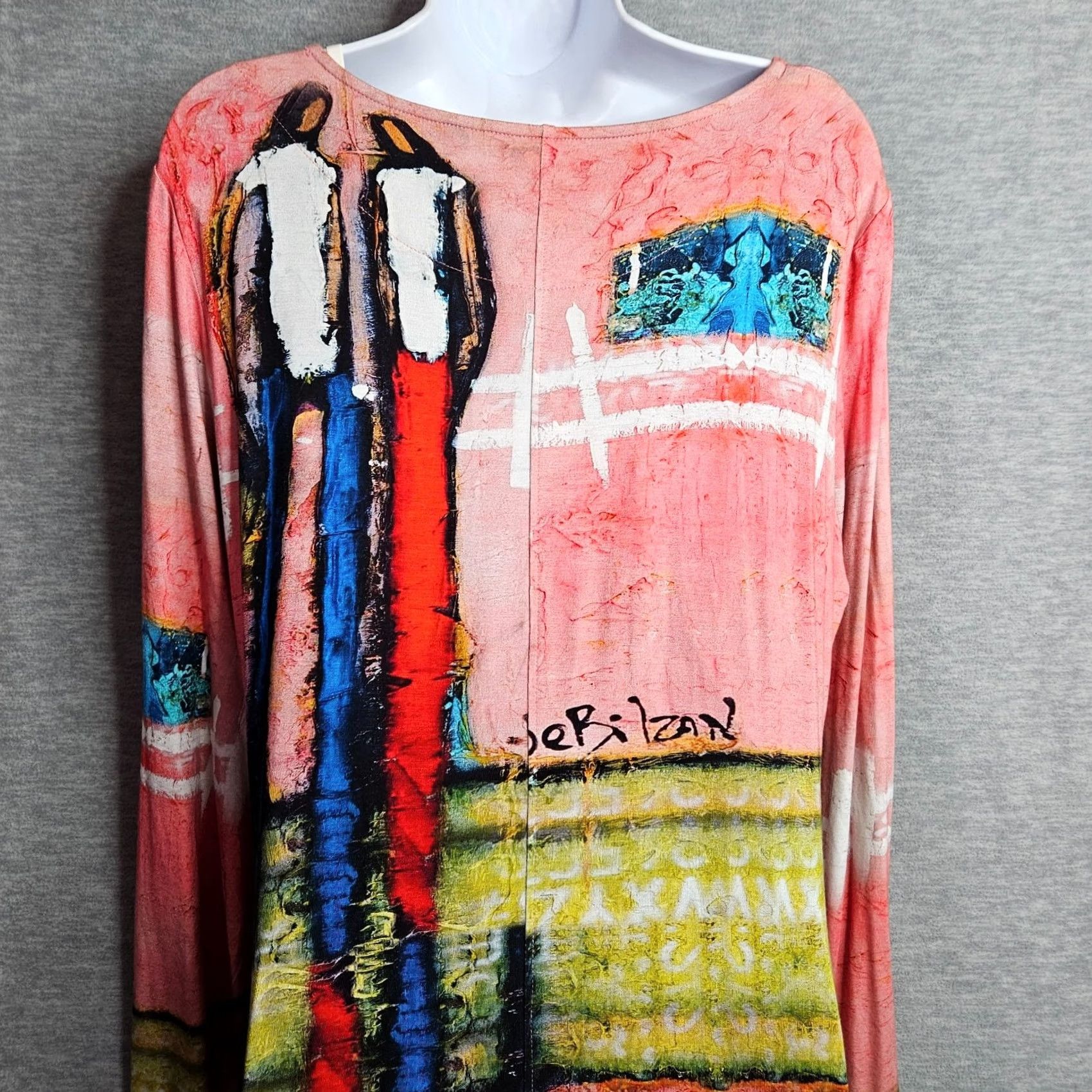 Fubu UBU Dress Women’s Large Pink Abstract Graphic Long Sleeve Casual Multicolor Size L / US 10 / IT 46 - 4 Thumbnail