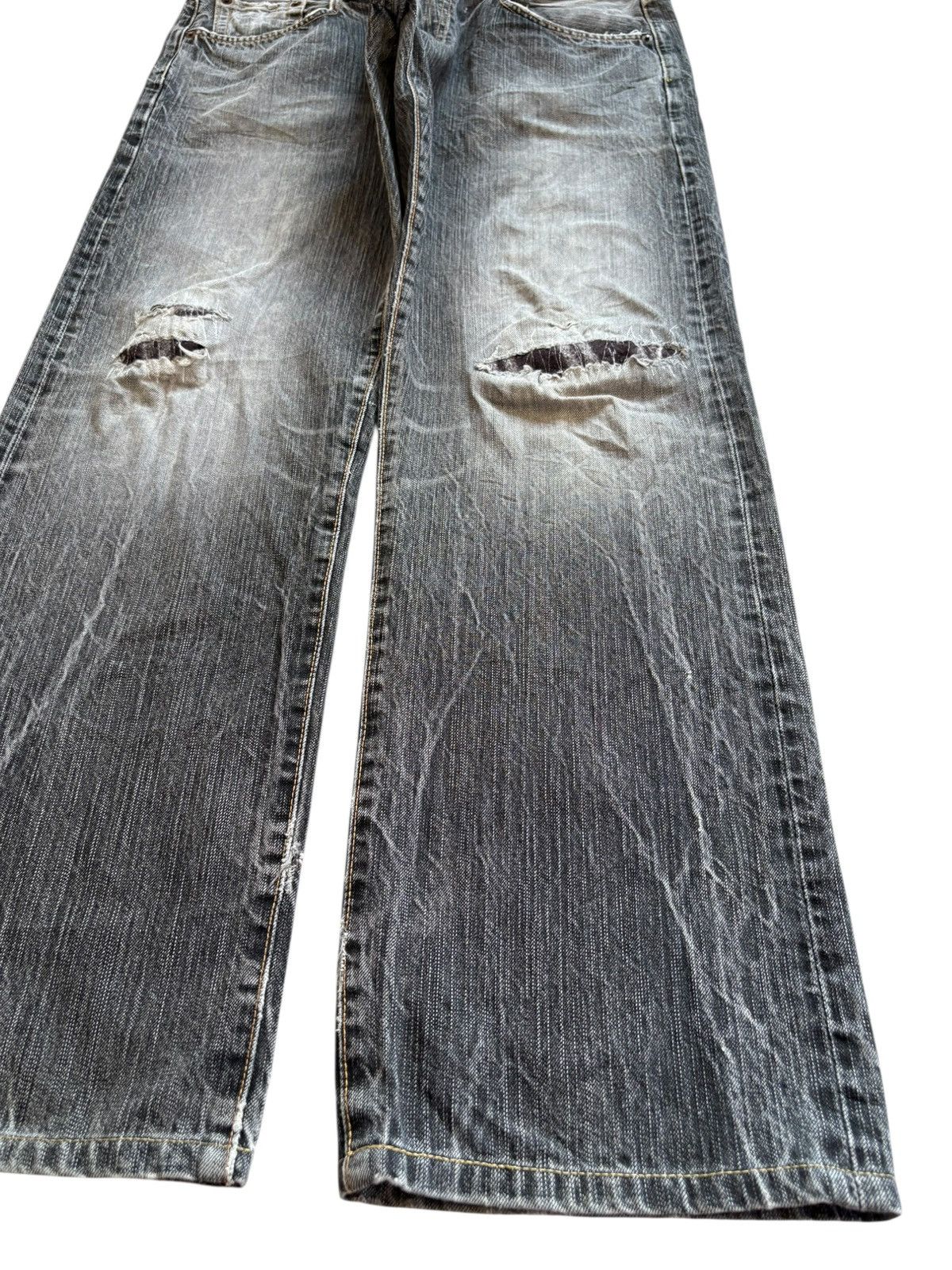 Edwin × Japanese Brand Vintage Edwin 535 Patches Distressed Ripped Loose Baggy Jean Size US 35 - 7 Thumbnail