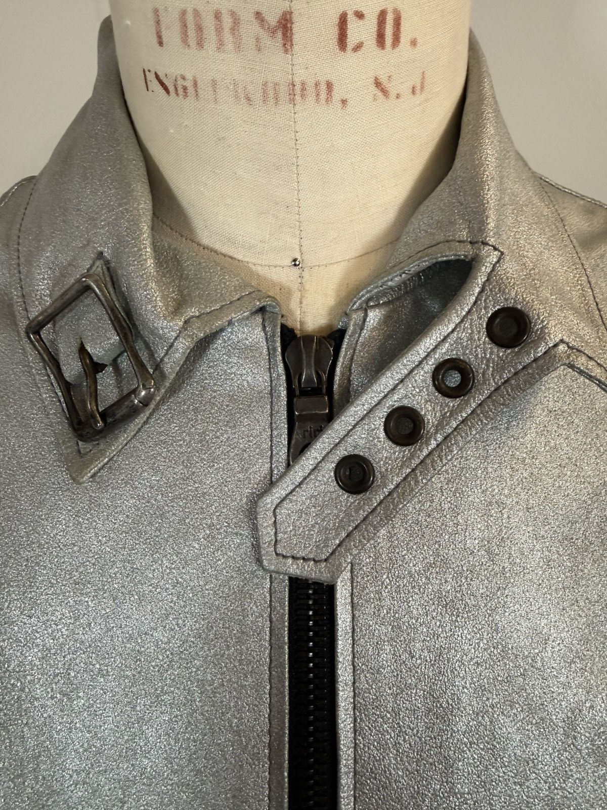 Michele Berandi Michel Berandi Silver Metallic Lambskin LeatherJacket Size US XL / EU 56 / 4 - 6 Thumbnail