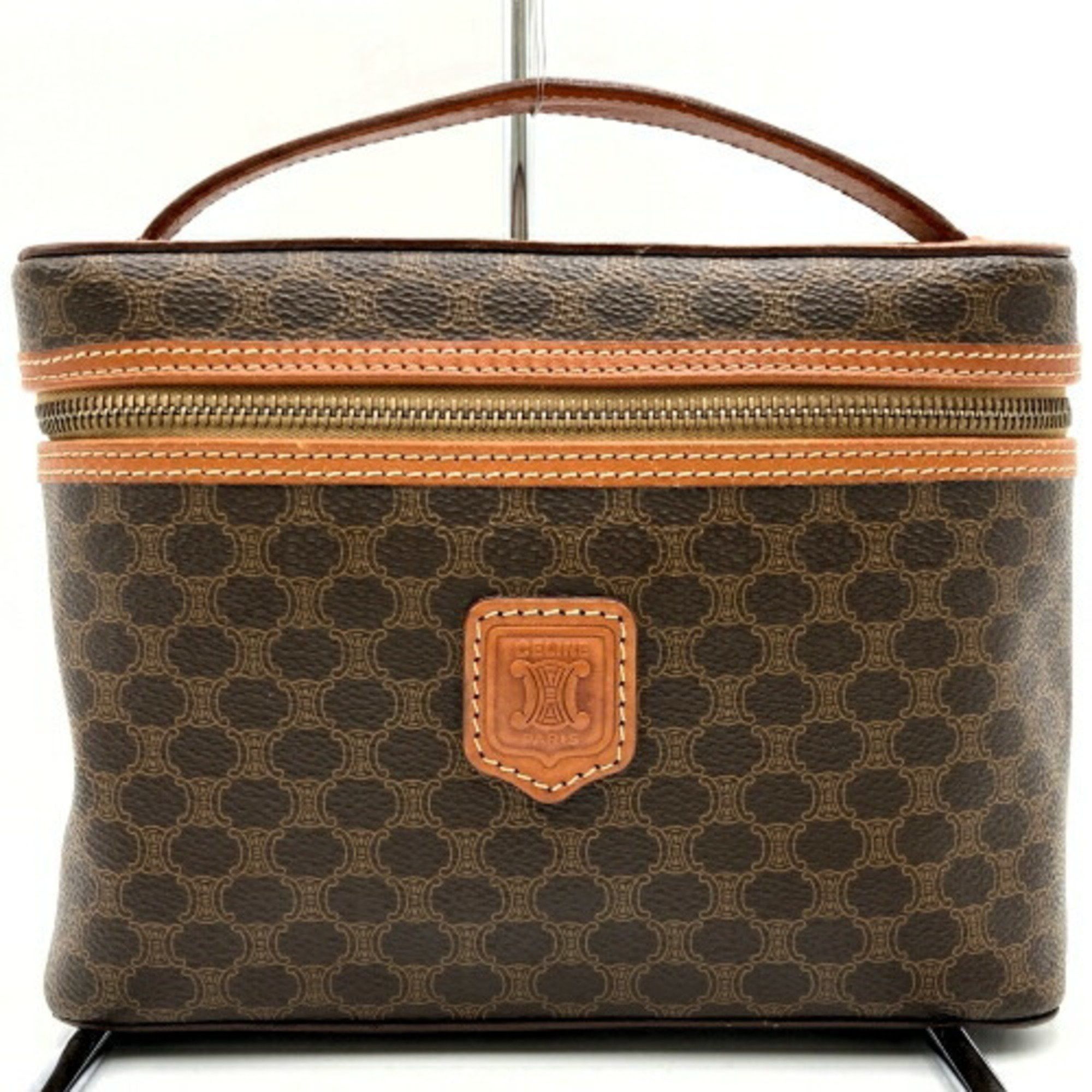 image of Celine Handbag Vanity Bag With Macadam Pattern Brown Leather Ladies M95 Celine, Women's