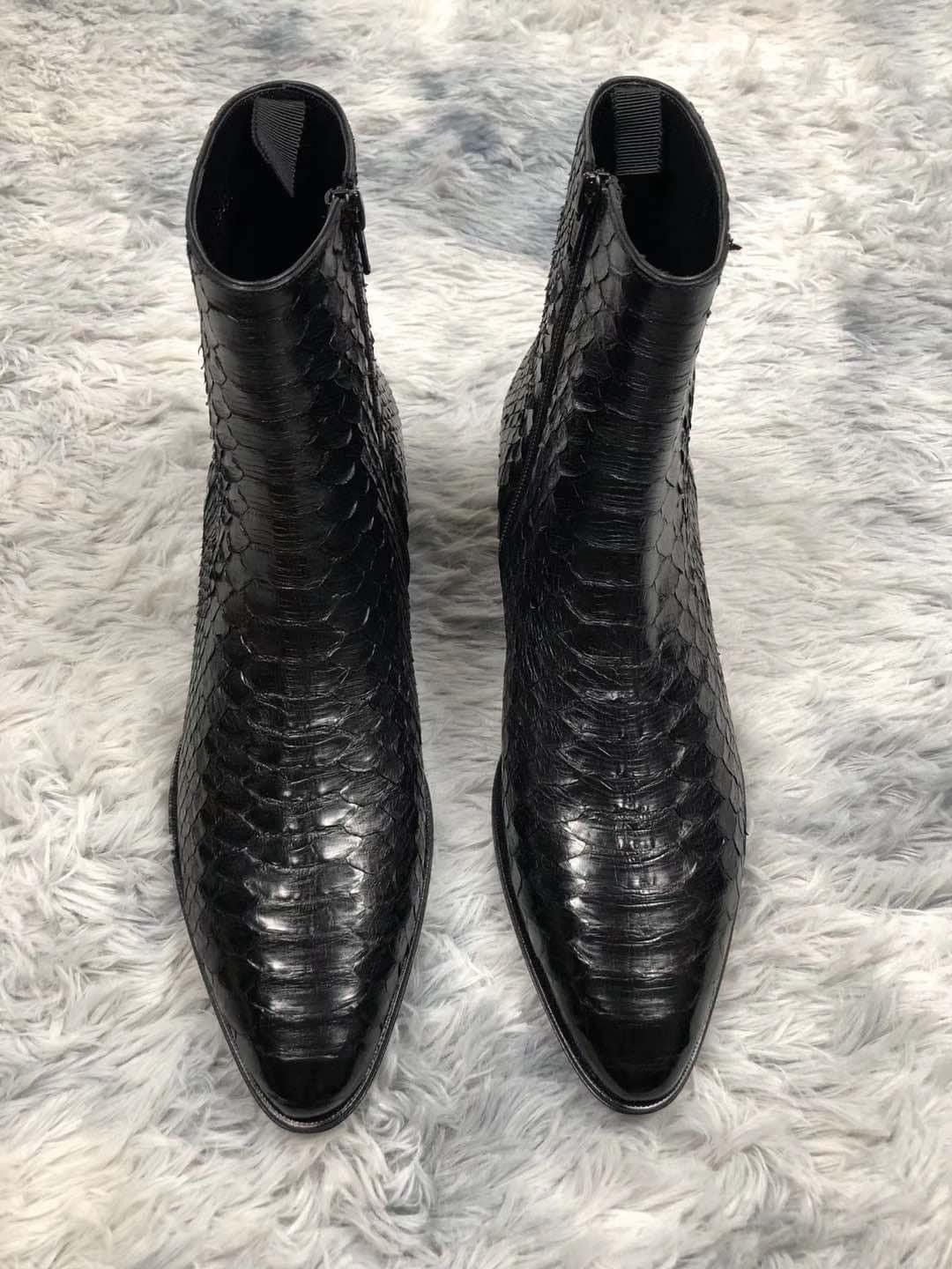 Celine × Hedi Slimane 19SS 40mm Python Jacno Zipped Boots sz41.5 Size US 8.5 / EU 41-42 - 4 Thumbnail