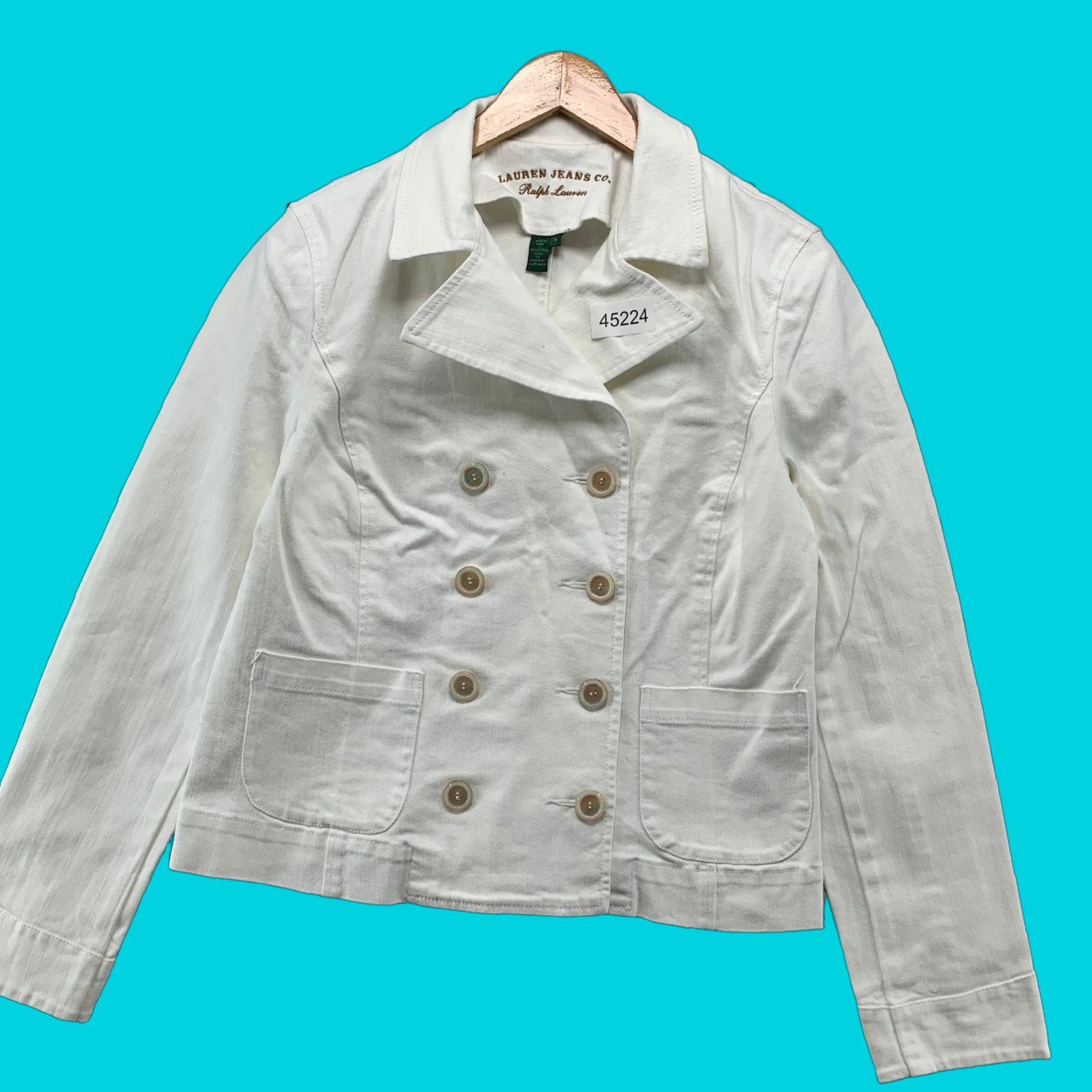 Ralph Lauren Lauren Ralph Lauren Denim Jacket Womens Medium White Double Breasted Denim Jacket Womens Medium White Double Breasted Size M / US 6-8 / IT 42-44 - 1 Thumbnail