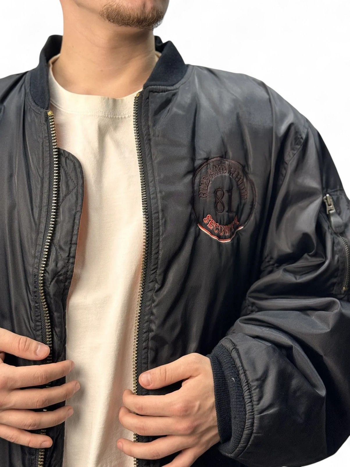 If Six Was Nine Vintage Okamoto Security Industries MA-1 Bomber Jacket Faded Size US L / EU 52-54 / 3 - 16 Thumbnail