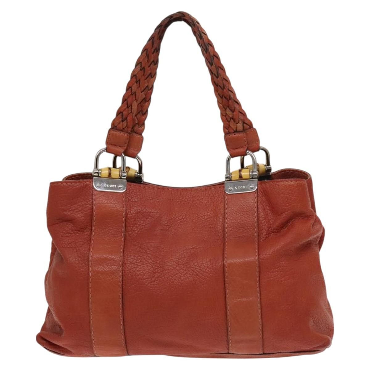 Gucci GUCCI Bamboo Tote Bag Leather Orange Gold Size ONE SIZE - 2 Thumbnail