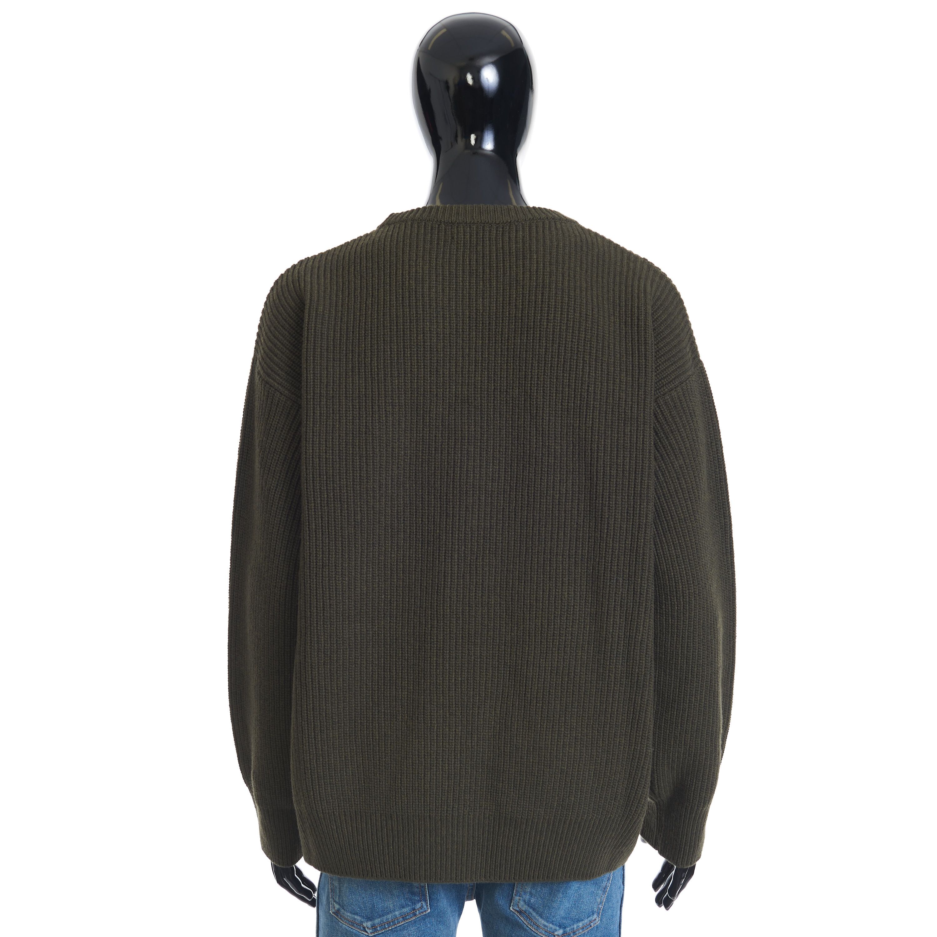 Celine versized Crewneck Sweater In Khaki Ribbed Wool Size US L / EU 52-54 / 3 - 5 Thumbnail
