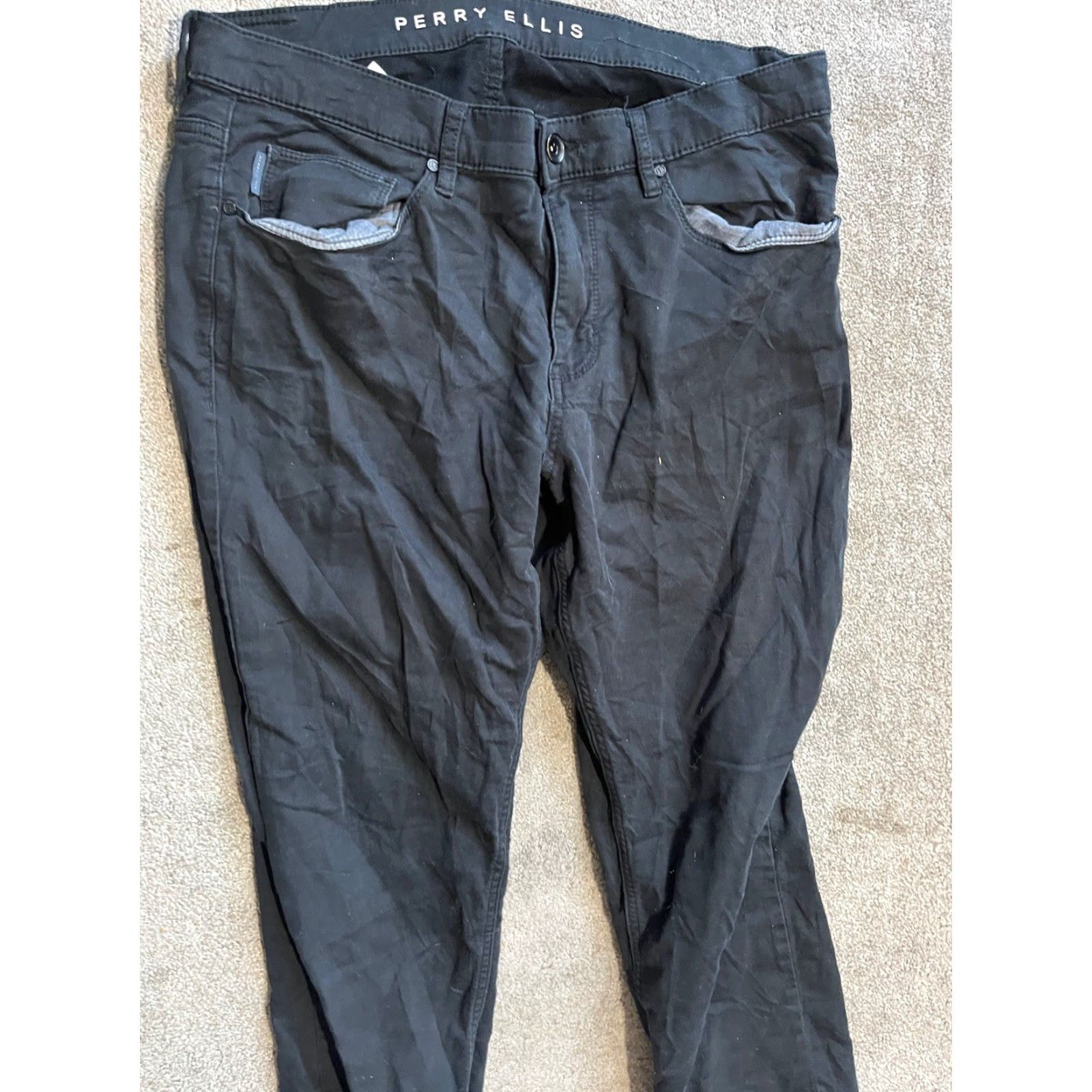 Perry Ellis VINTAGE Perry Ellis Slim Fit Men's Black Nylon Dress Pants Size 34x30 Stretch Waist Size US 34 / EU 50 - 2 Thumbnail