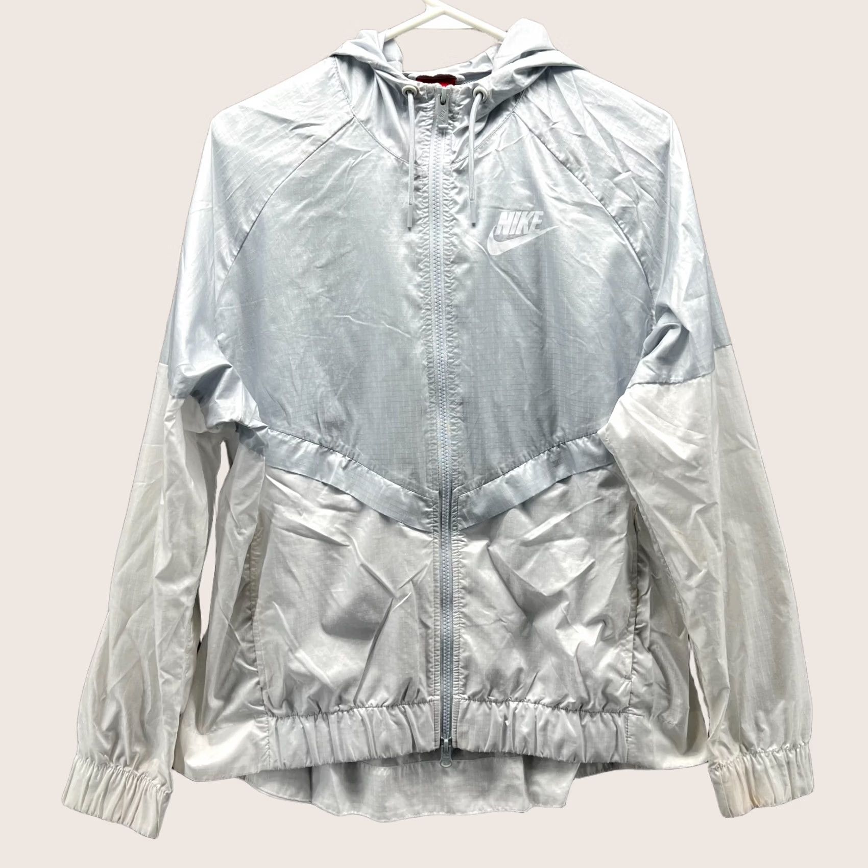 Nike VINTAGE Nike Jacket Women L Windrunner Track Jacket Pure Platinum Grey Vented 804947-011 Logo All Seasons Fall Winter Spring Size L / US 10 / IT 46 - 1 Thumbnail