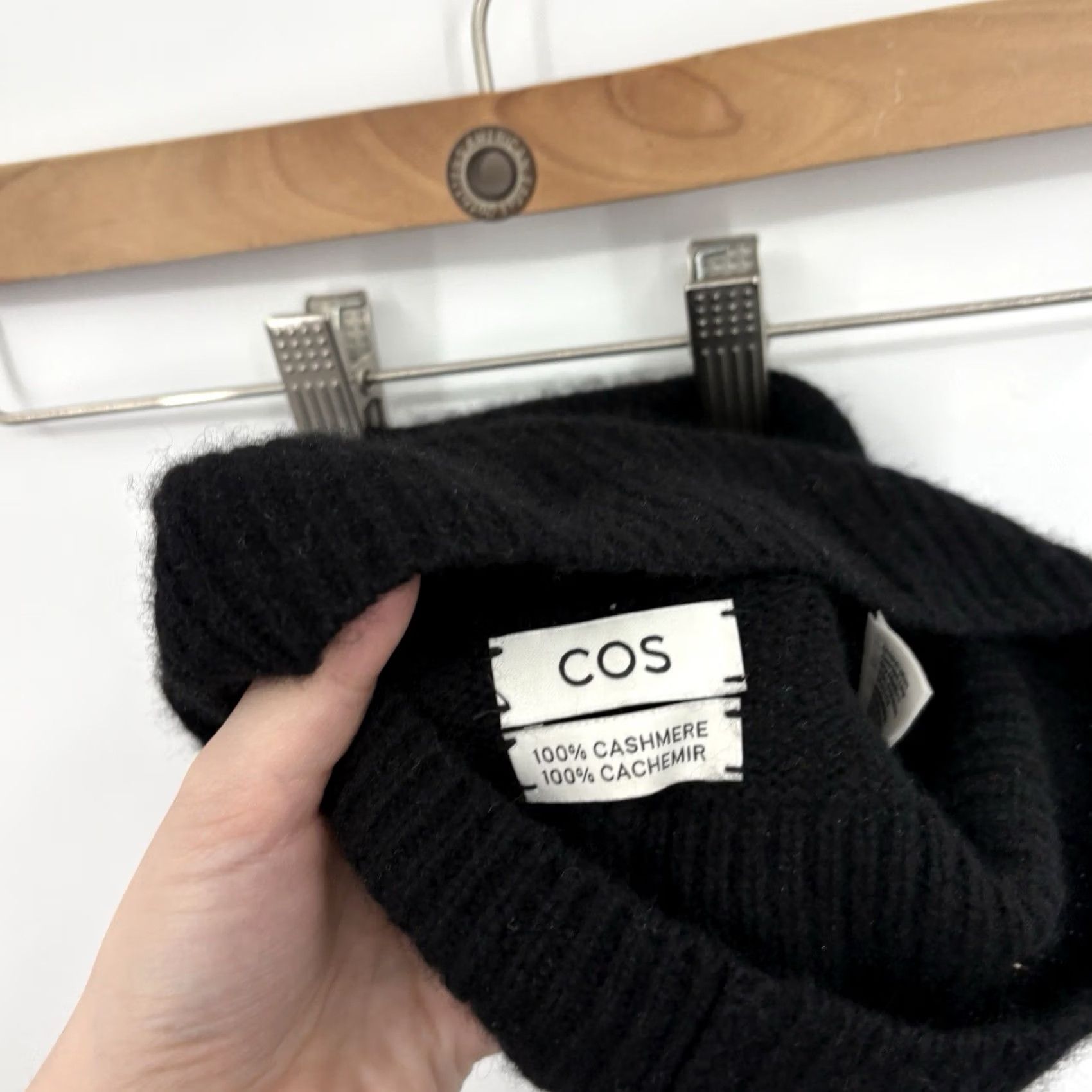 Cos COS Beanie Knit Hat Black Cashmere One Size Unisex Adults Streetwear? Size ONE SIZE - 6 Thumbnail