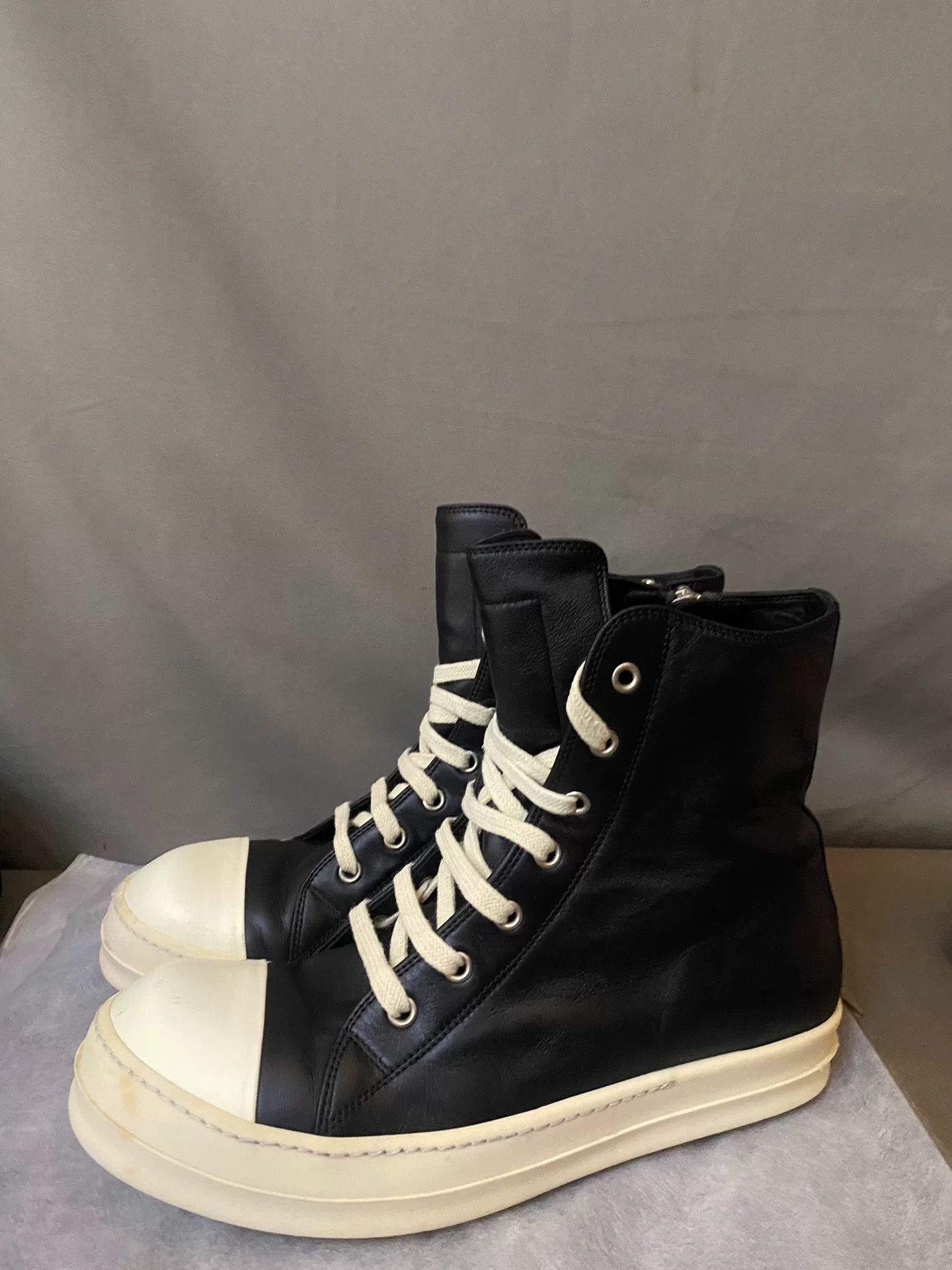 Rick Owens Rick Owens High-Top Leather Sneakers Size US 7 / EU 40 - 1 Thumbnail