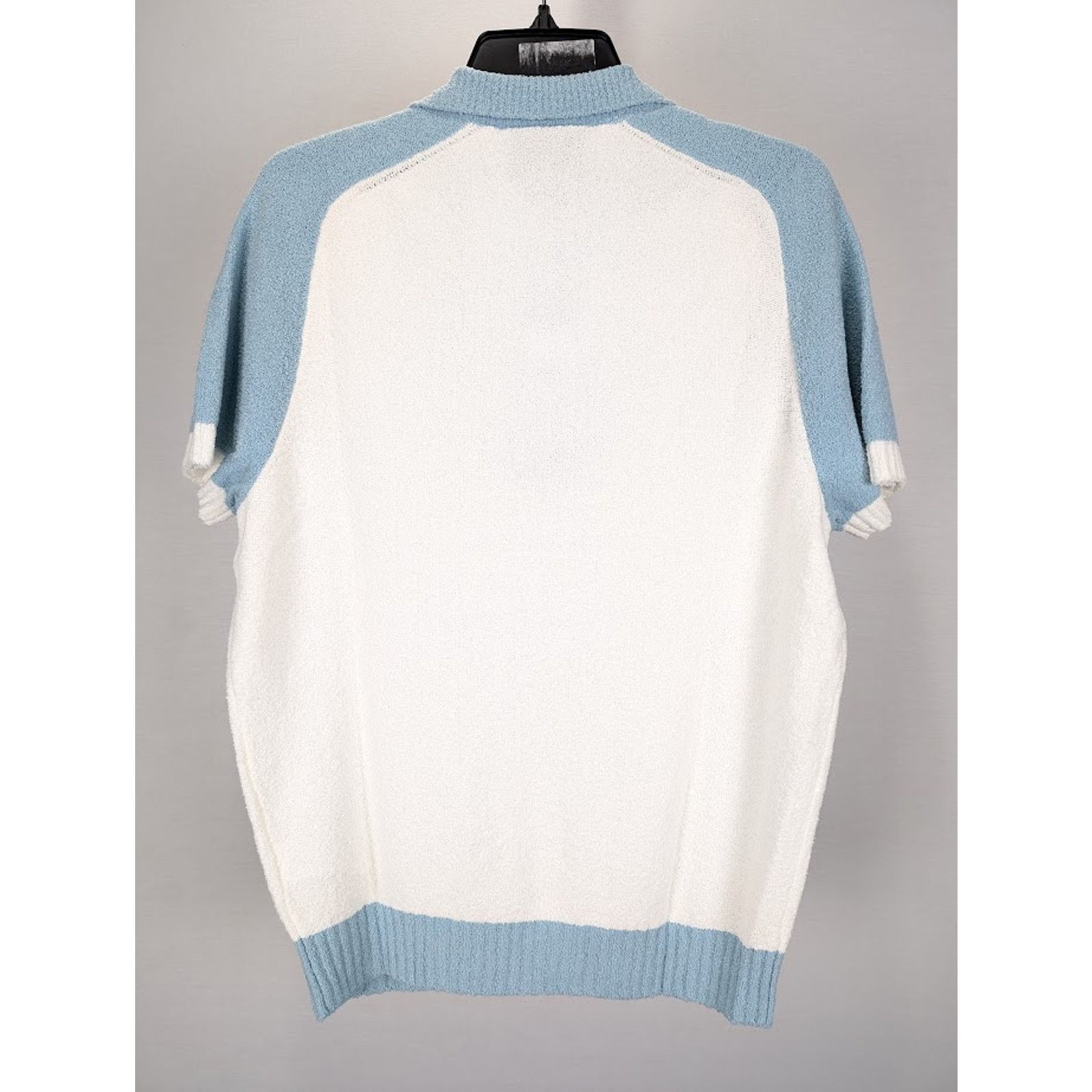 Casablanca o1rshd1 555 / Raglan Boucle Polo Shirt in White/Blue Size US XXL / EU 58 / 5 - 9 Thumbnail