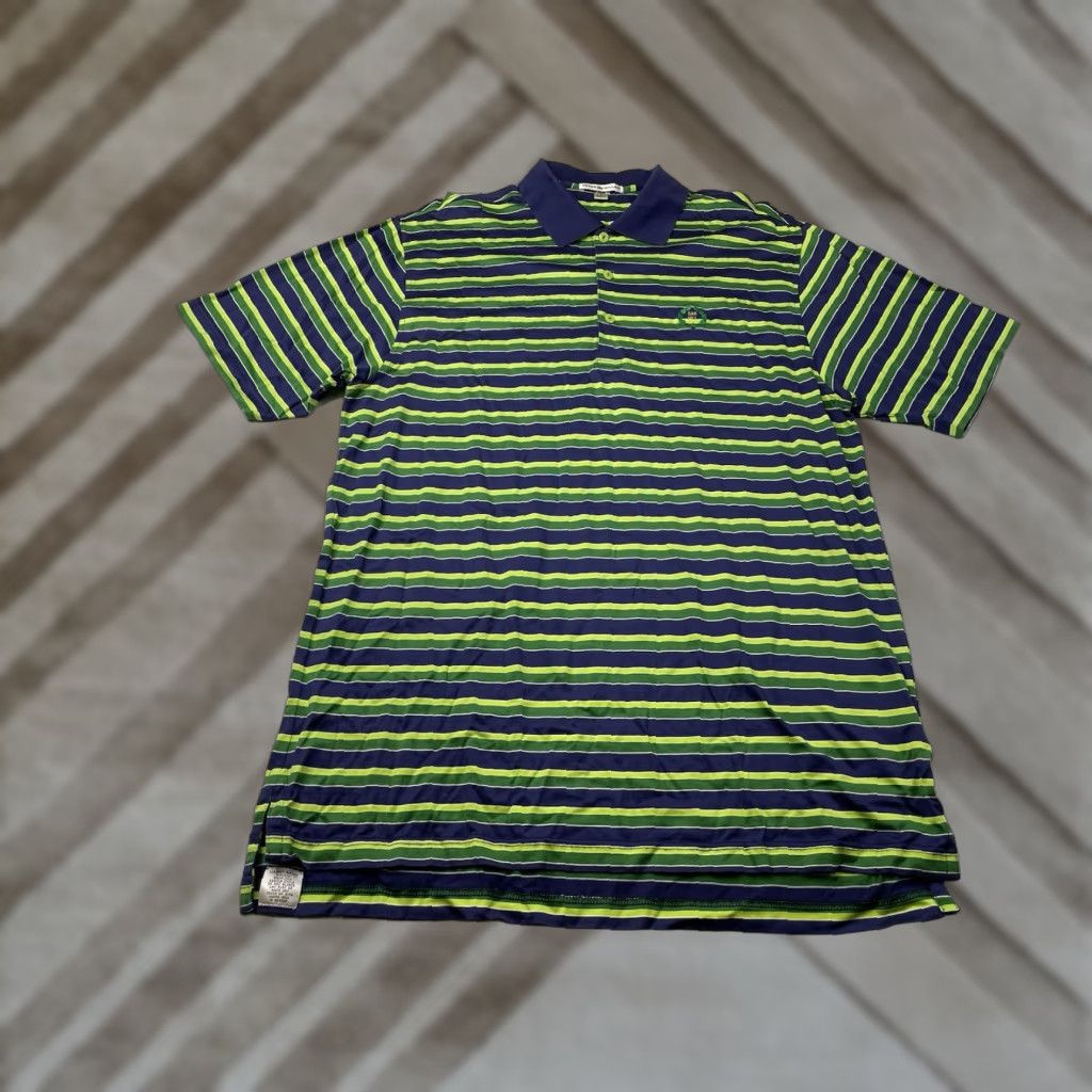 Peter Millar VINTAGE Peter Millar Golf Polo Mens Large Cotton Striped Oak Hill CC Size US L / EU 52-54 / 3 - 1 Thumbnail