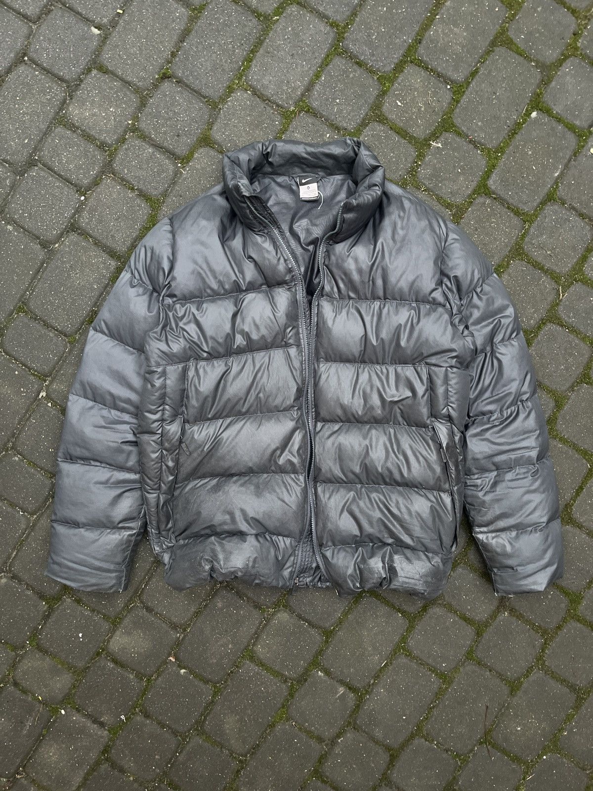Nike × Vintage Grey Vintage Nike swoosh puffer jacket 90s boxy Size US XL / EU 56 / 4 - 1 Thumbnail