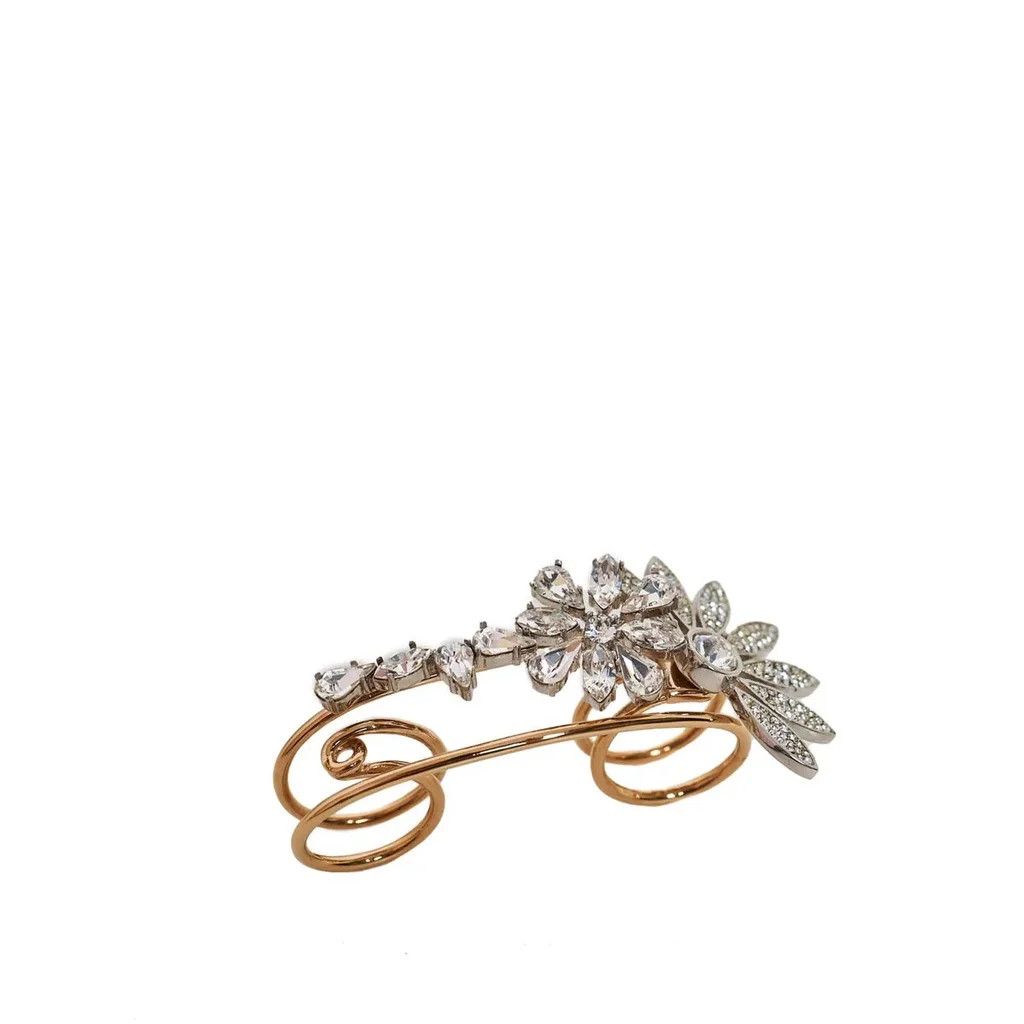 image of Burberry Diamante Floral Ring in Crystal, Women's