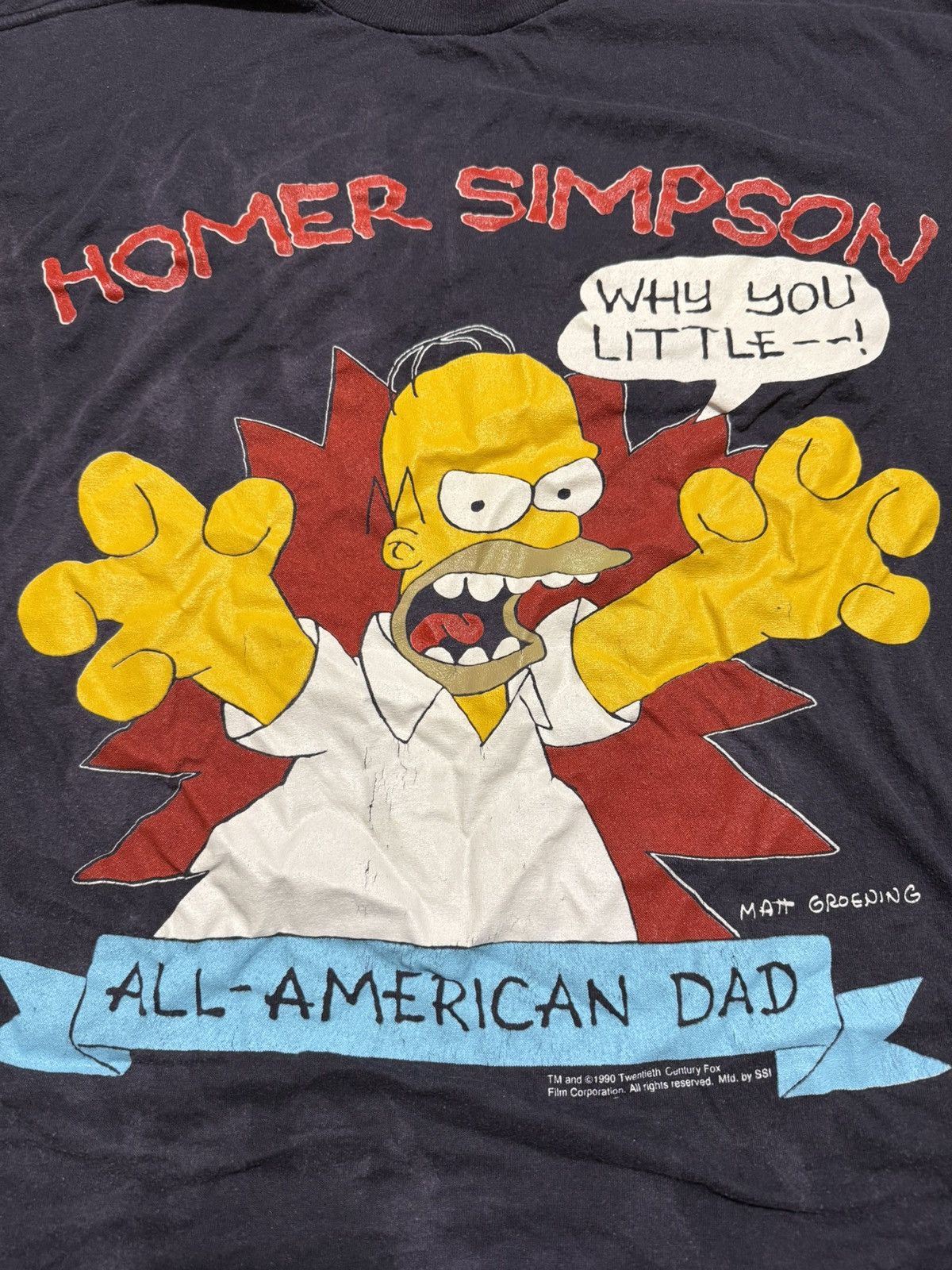 Vintage 1990s Homer Simpson "Why You Little" T Shirt Size US XL / EU 56 / 4 - 2 Thumbnail