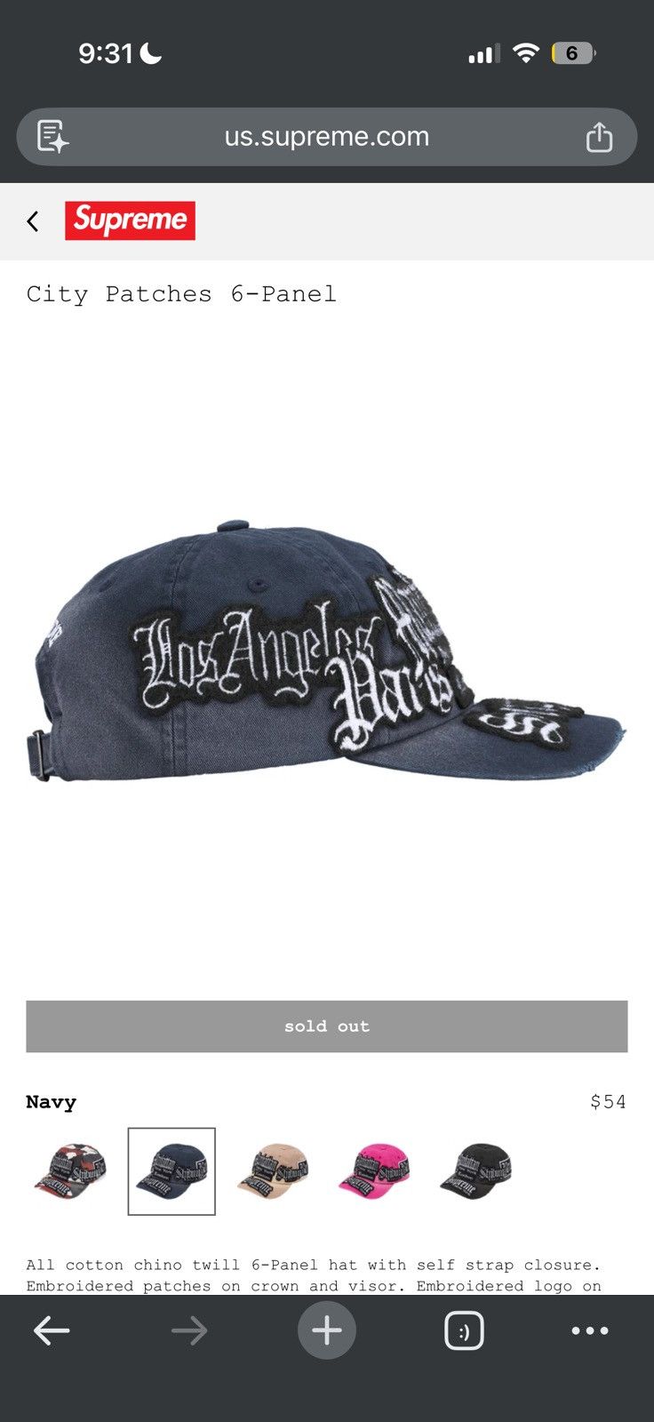 Supreme Supreme City Patches 6-Panel - navy Size ONE SIZE - 10 Thumbnail