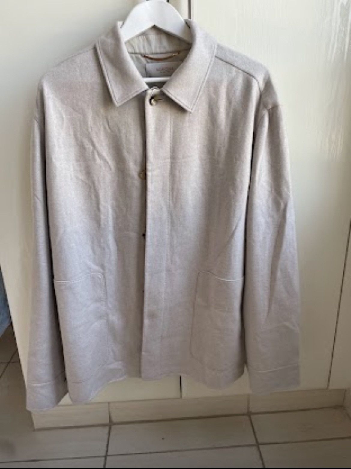image of Agnona Cashmere Silk Jacket 52 in Beige, Men's (Size Large)