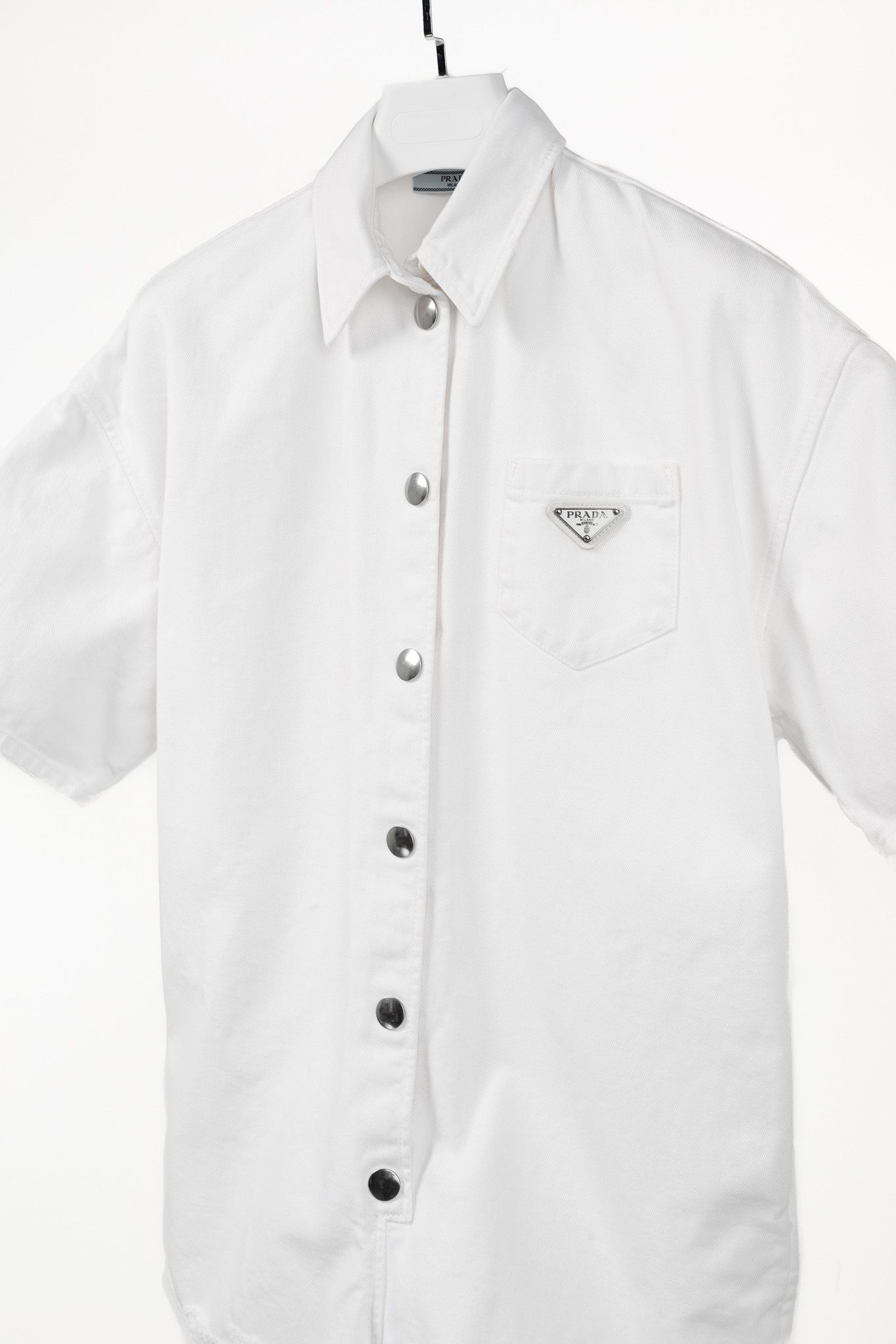 Prada Prada White Distressed Organic Denim Playsuit Size 27" / US 4 / IT 40 - 3 Thumbnail